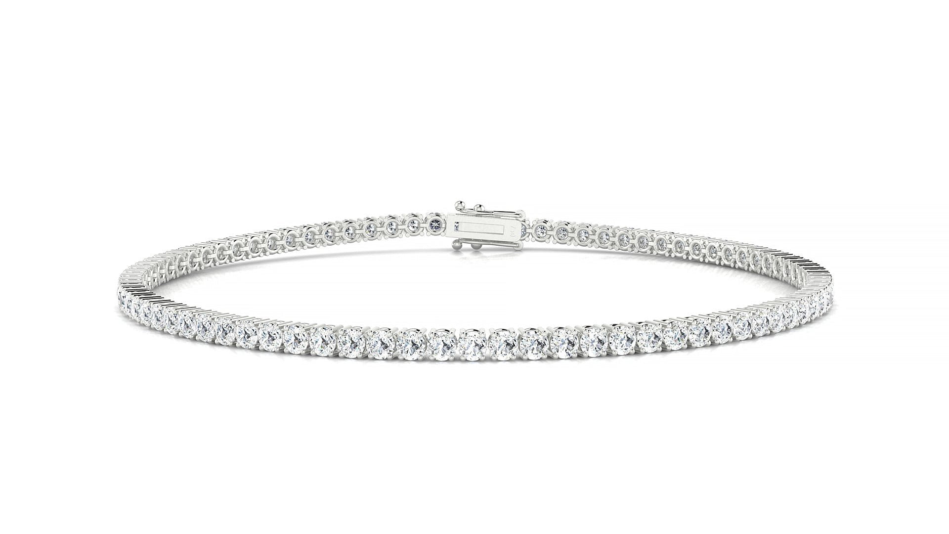 Capri | 18k White Gold 2 mm Round Natural Diamond Tennis Bracelet