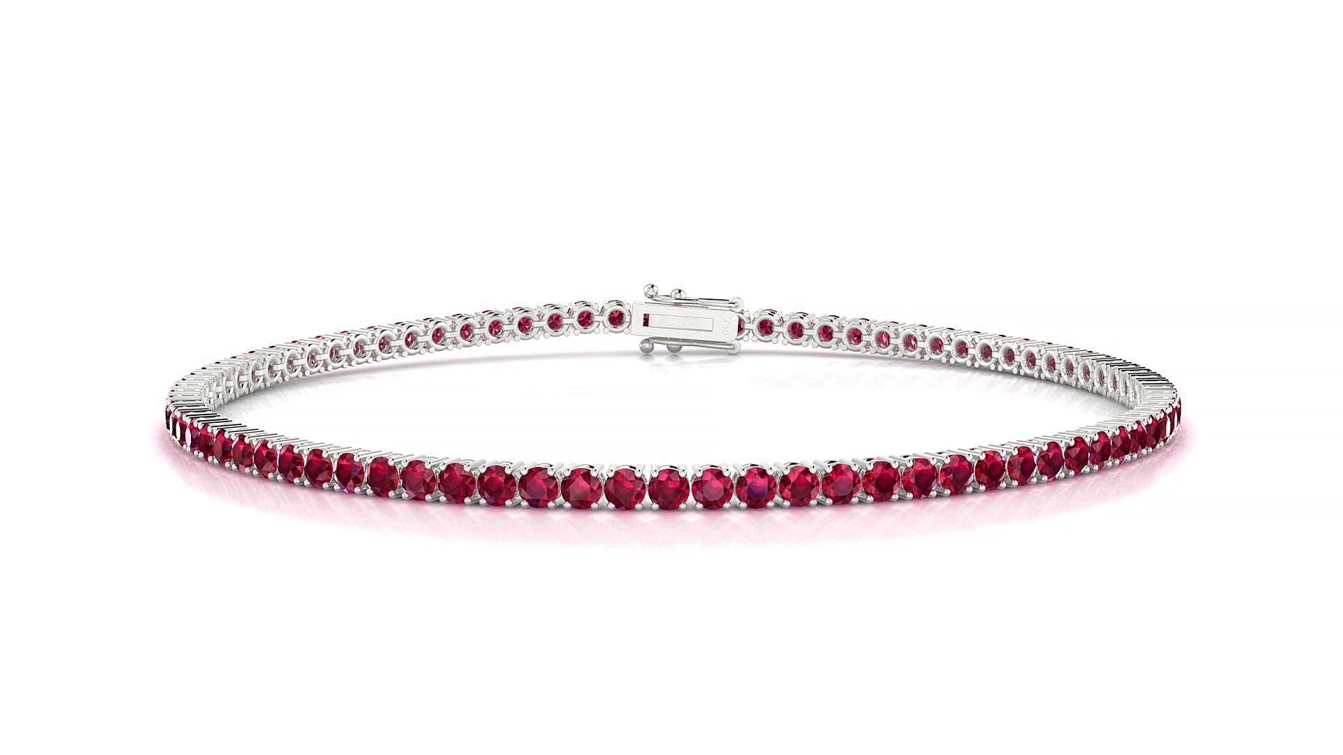 Capri | 18k White Gold 2 mm Round Natural Ruby Tennis Bracelet
