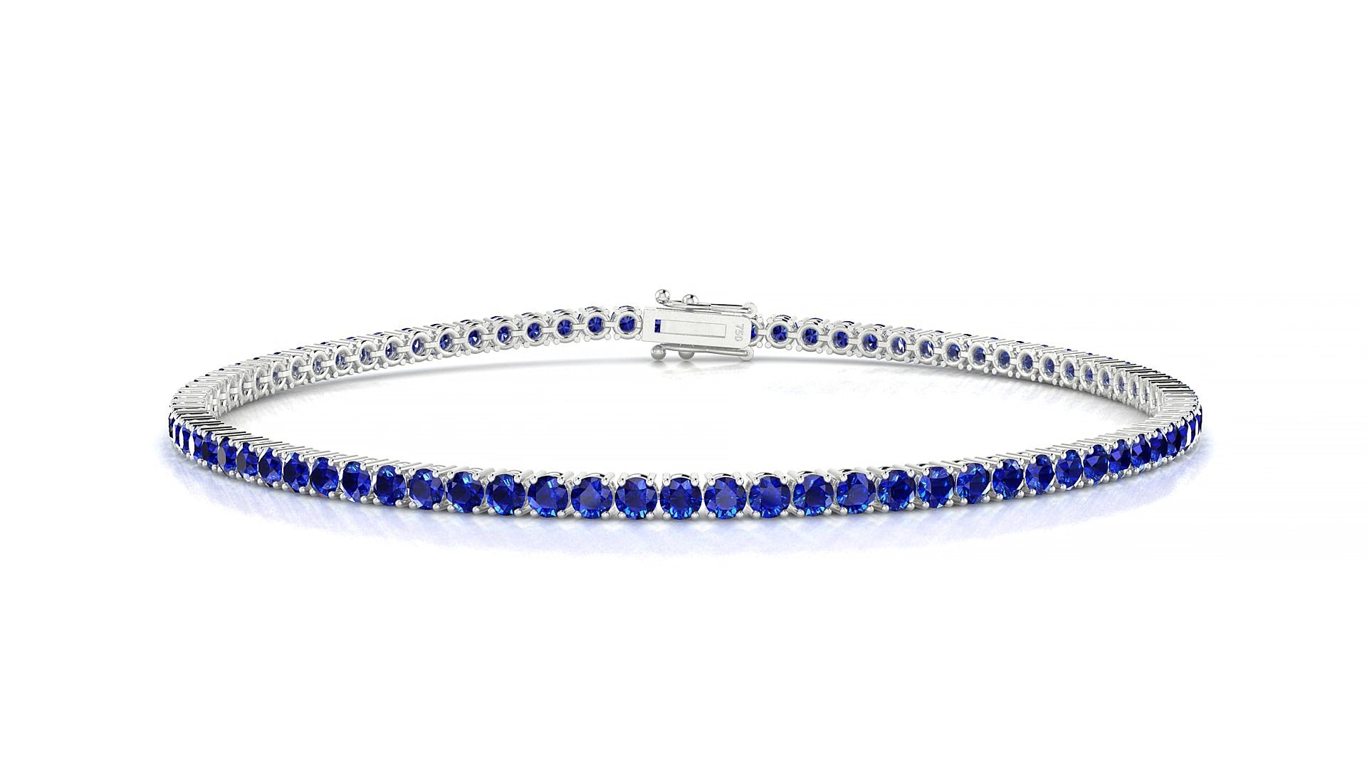 Capri | 18k White Gold 2 mm Round Natural Sapphire 15 cm Tennis Bracelet
