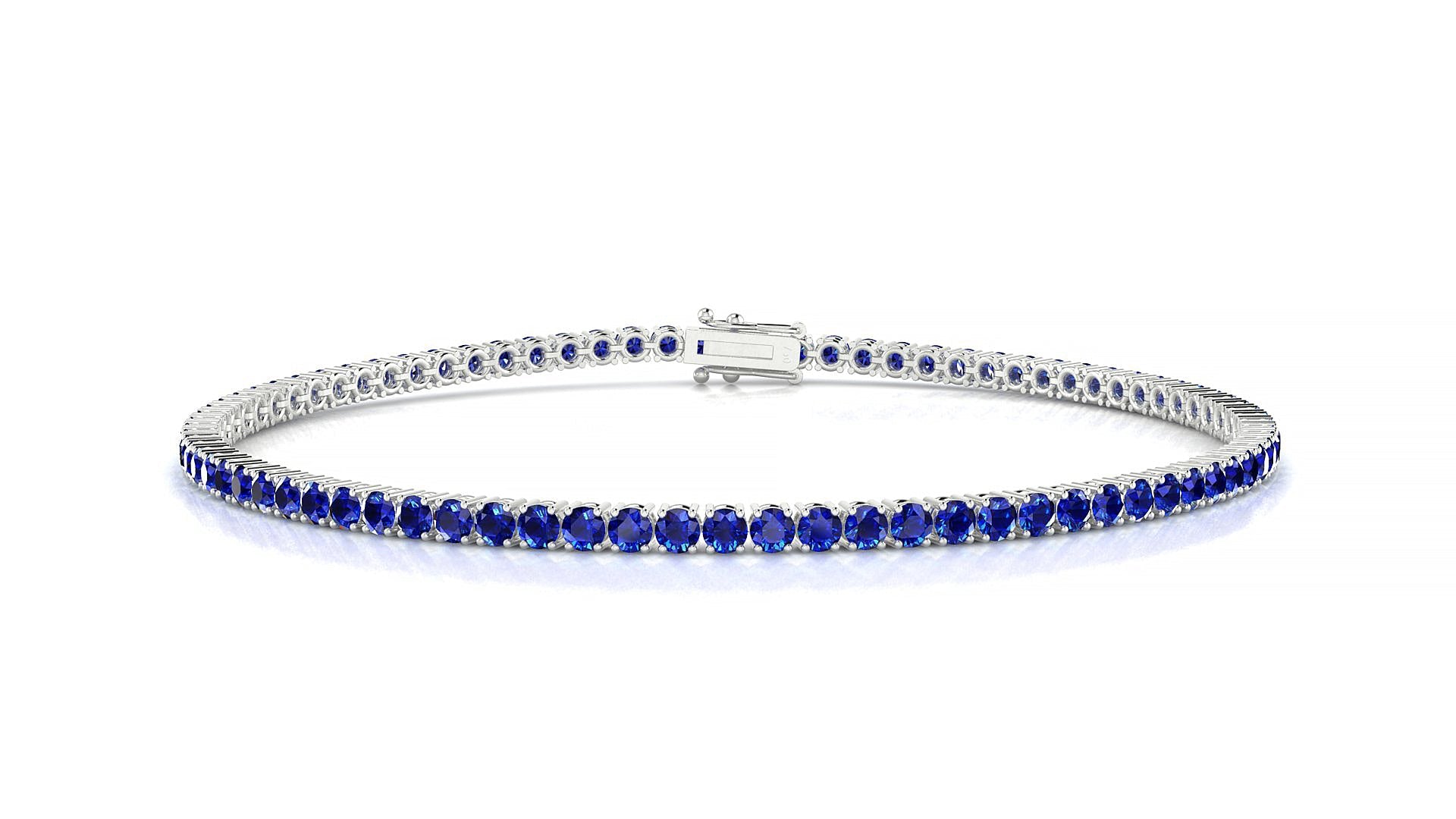 Capri | 18k White Gold 2 mm Round Natural Sapphire Tennis Bracelet
