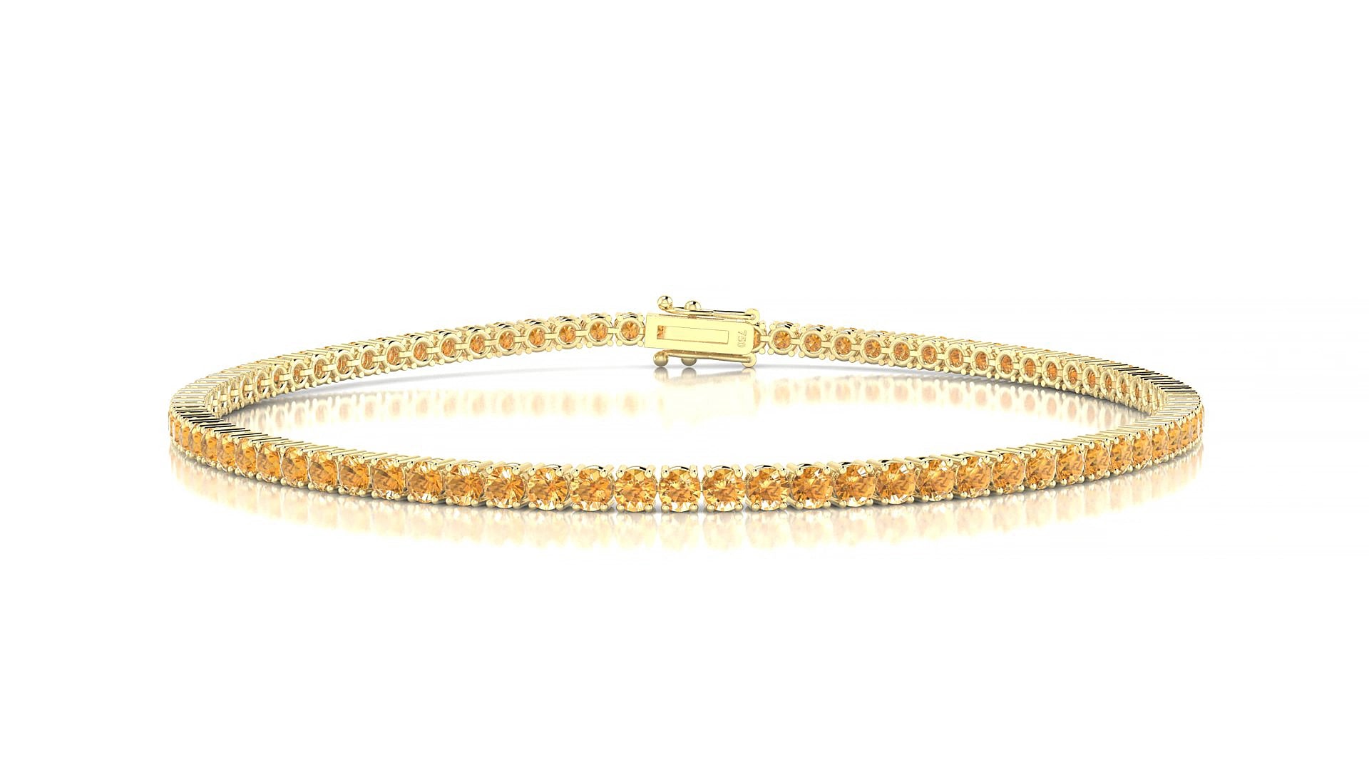 Capri | 18k Yellow Gold 2 mm Round Natural Citrine 18 cm Tennis Bracelet