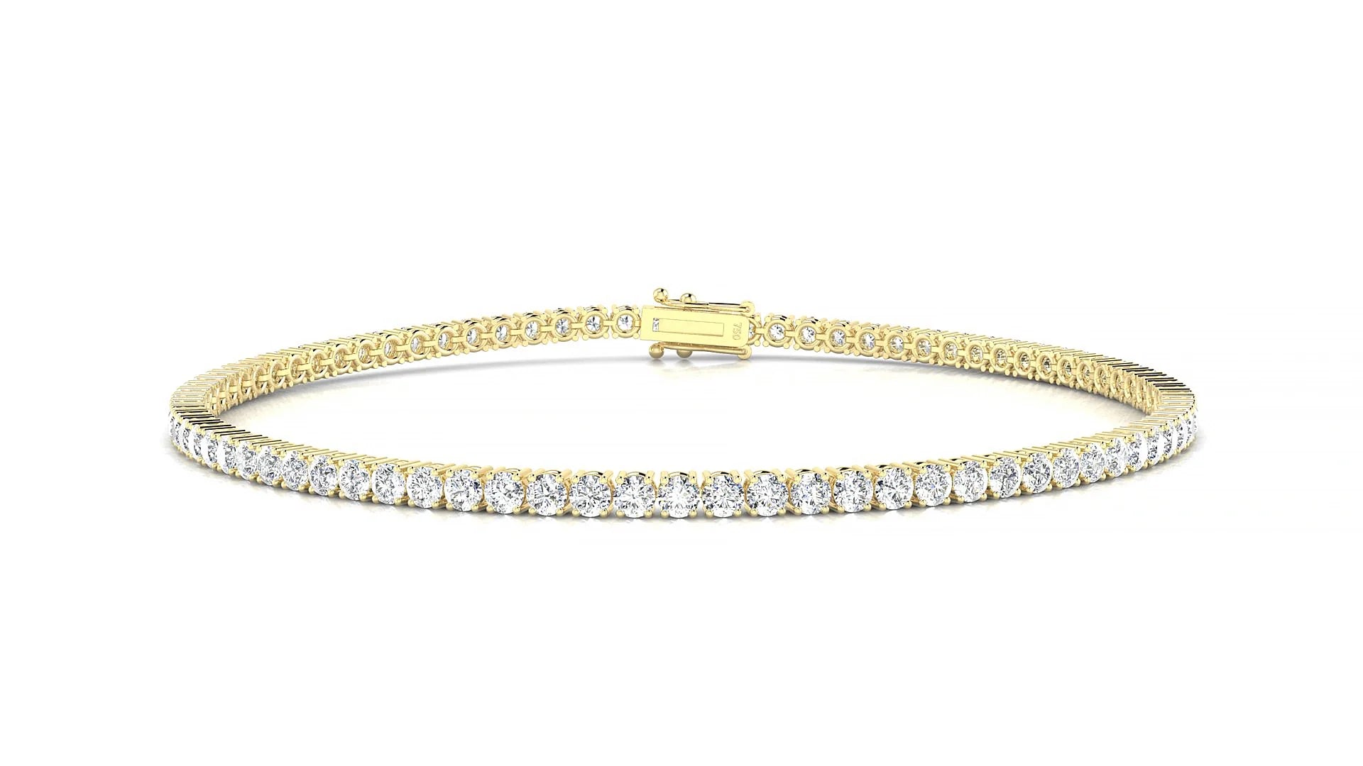 Capri | 18k Yellow Gold 2 mm Round Lab-Grown Diamond 18 cm Tennis Bracelet