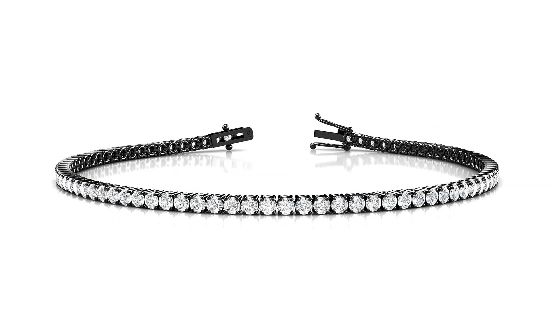 Capri | 18k Black Gold 2 mm Round Lab-Grown Diamond 18 cm Tennis Bracelet