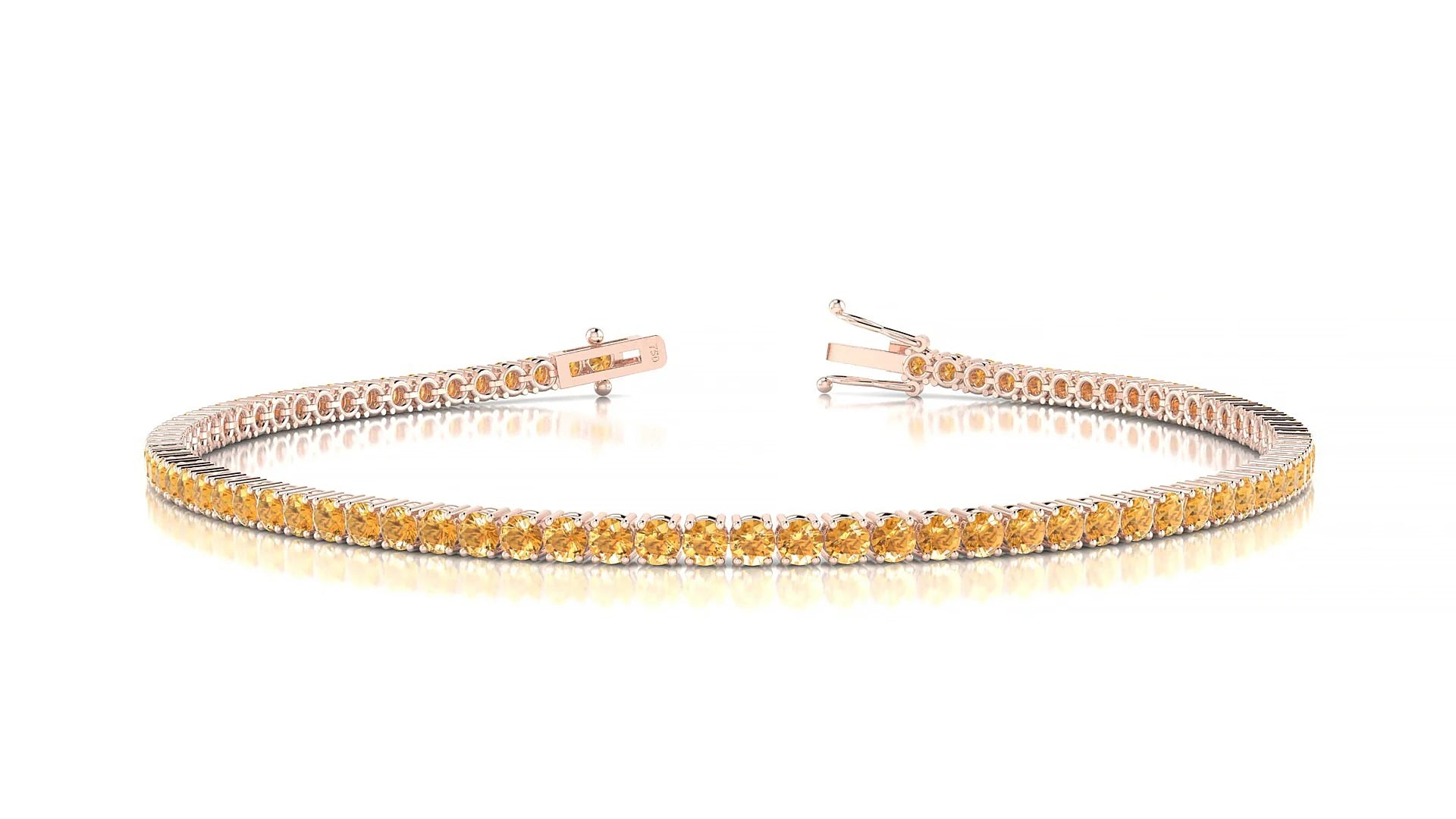 Capri | 18k Rose Gold 2 mm Round Natural Citrine Tennis Bracelet