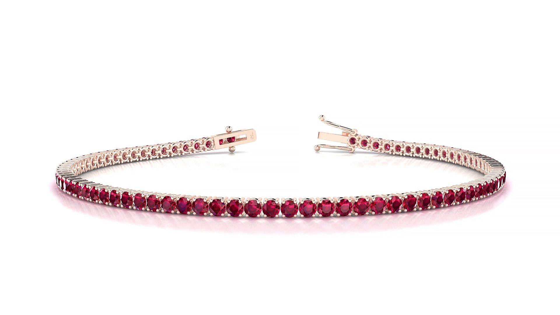 Capri | 18k Rose Gold 2 mm Round Natural Ruby Tennis Bracelet