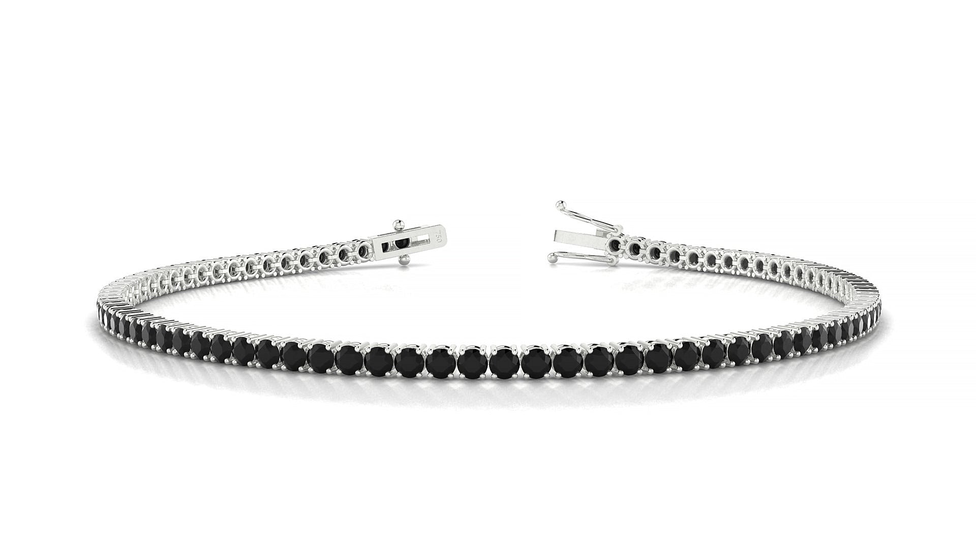 Capri | 18k White Gold 2 mm Round Natural Black Diamond Tennis Bracelet
