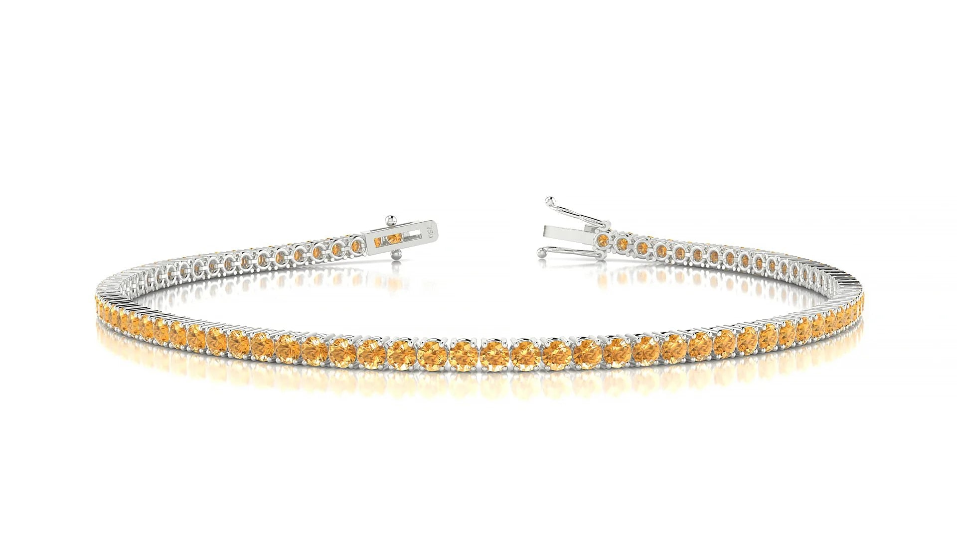Capri | 18k White Gold 2 mm Round Natural Citrine Tennis Bracelet