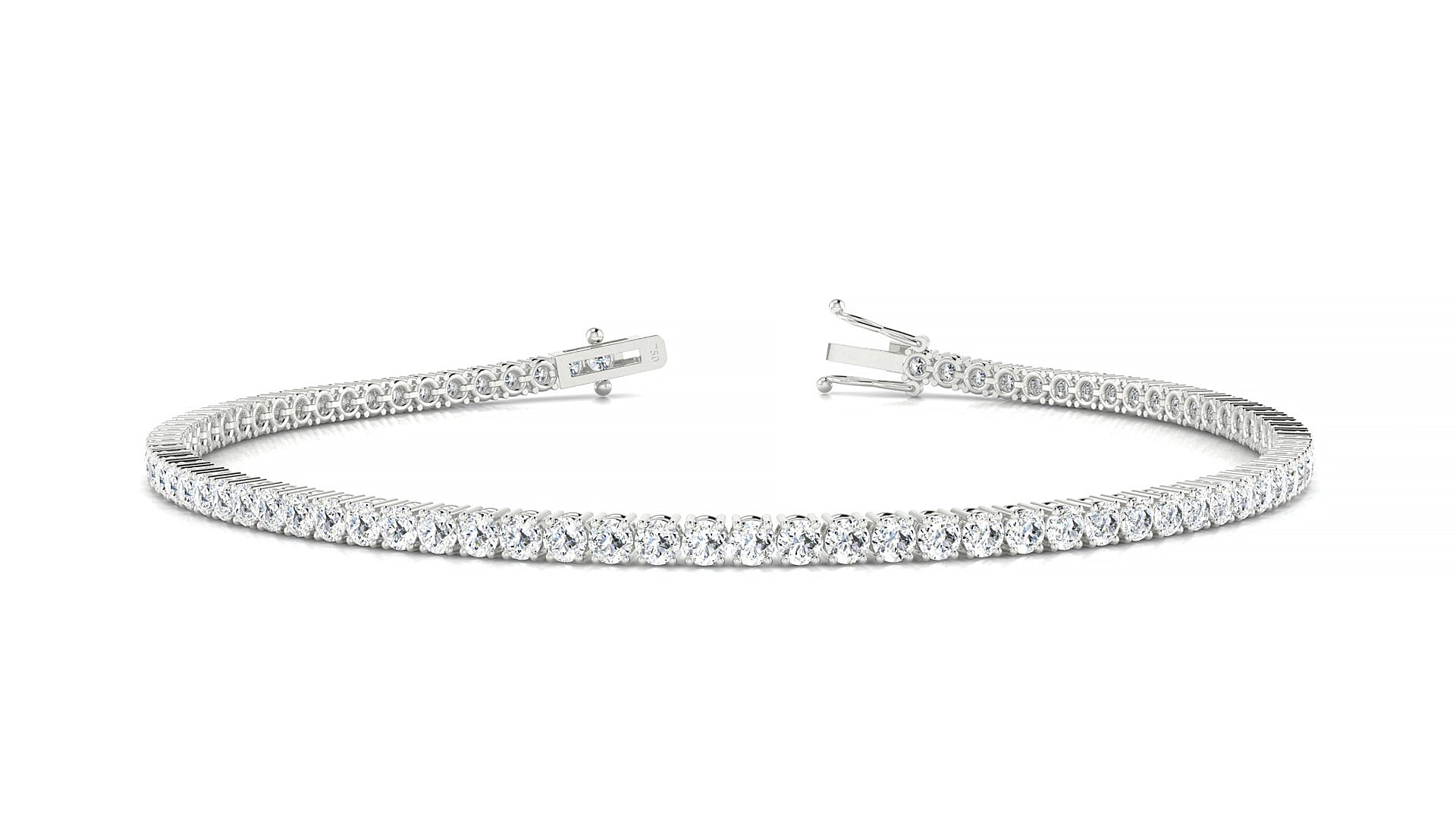 Capri | 18k White Gold 2 mm Round Natural Diamond Tennis Bracelet