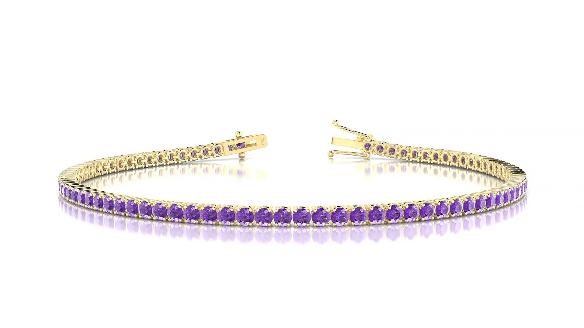 Capri | 18k Yellow Gold 2 mm Round Natural Amethyst Tennis Bracelet