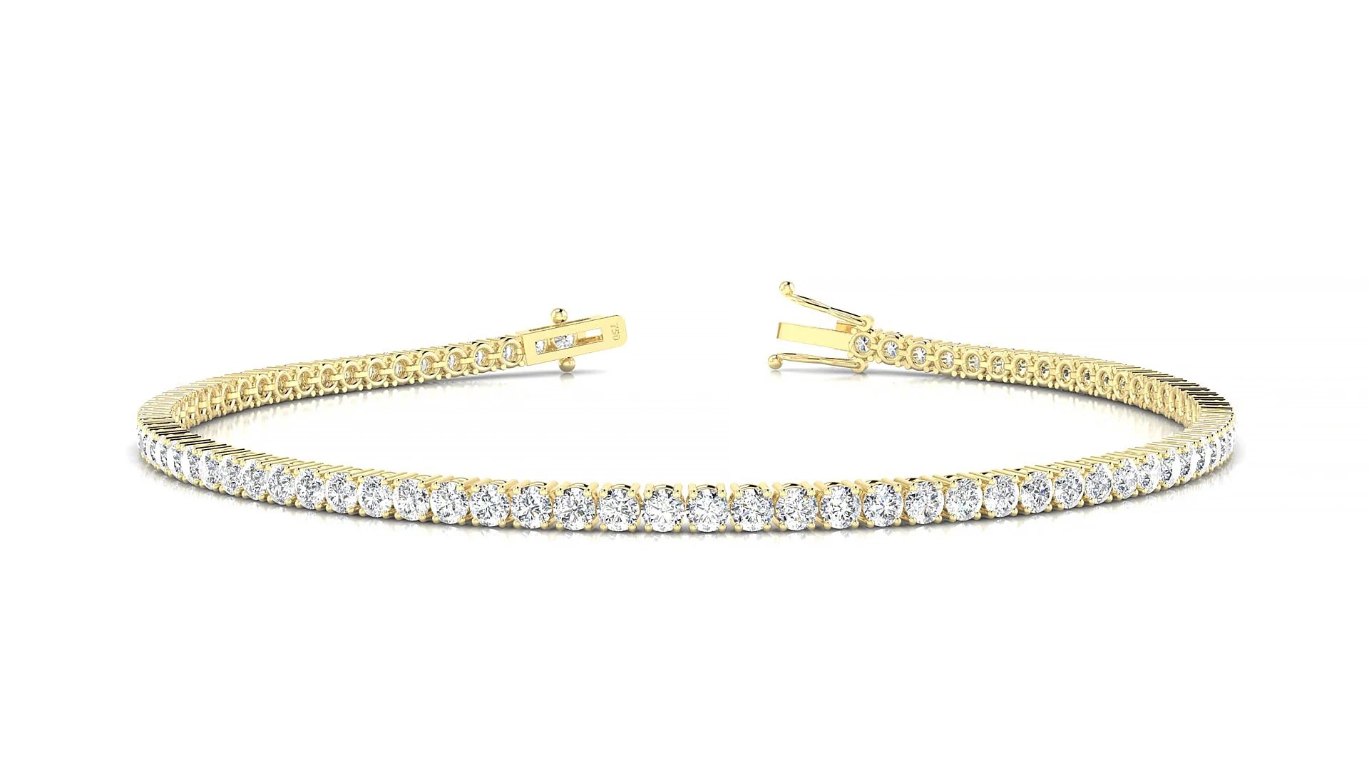 Capri | 18k Yellow Gold 2 mm Round Lab-Grown Diamond 18 cm Tennis Bracelet