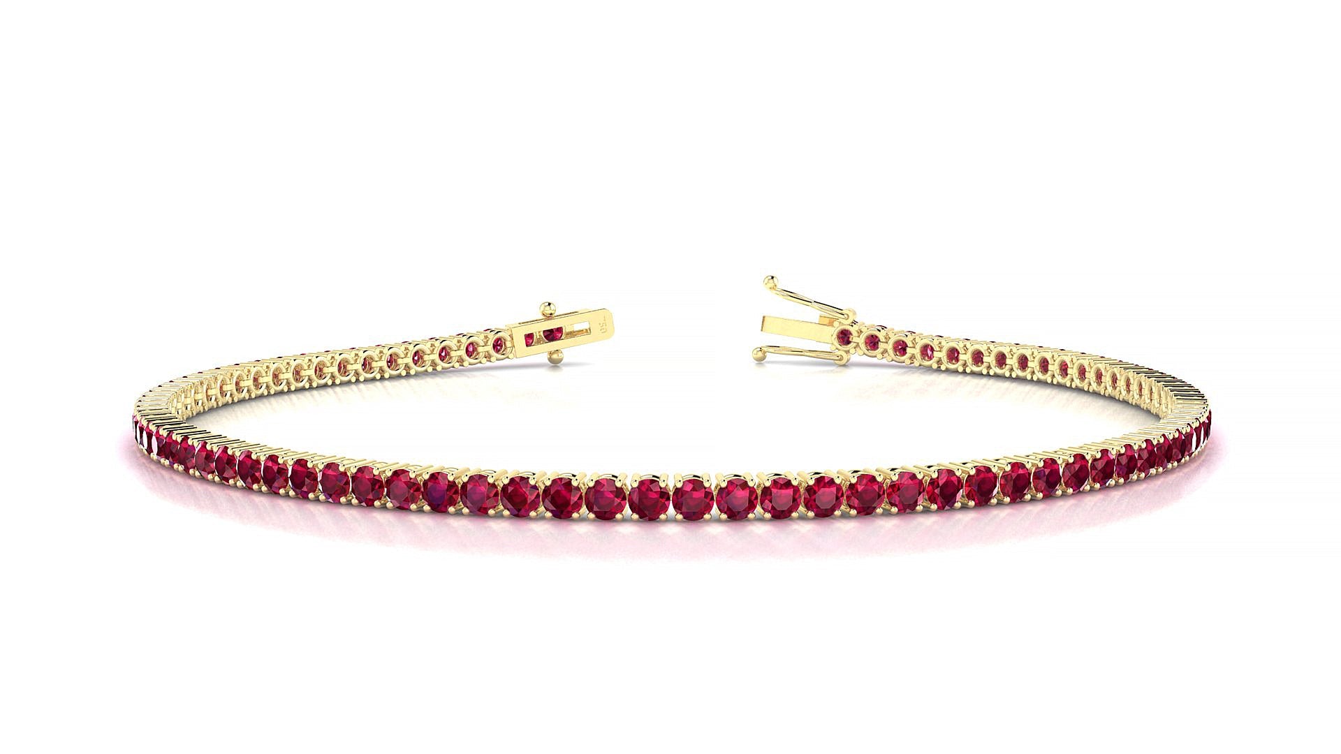 Capri | 18k Yellow Gold 2 mm Round Natural Ruby Tennis Bracelet