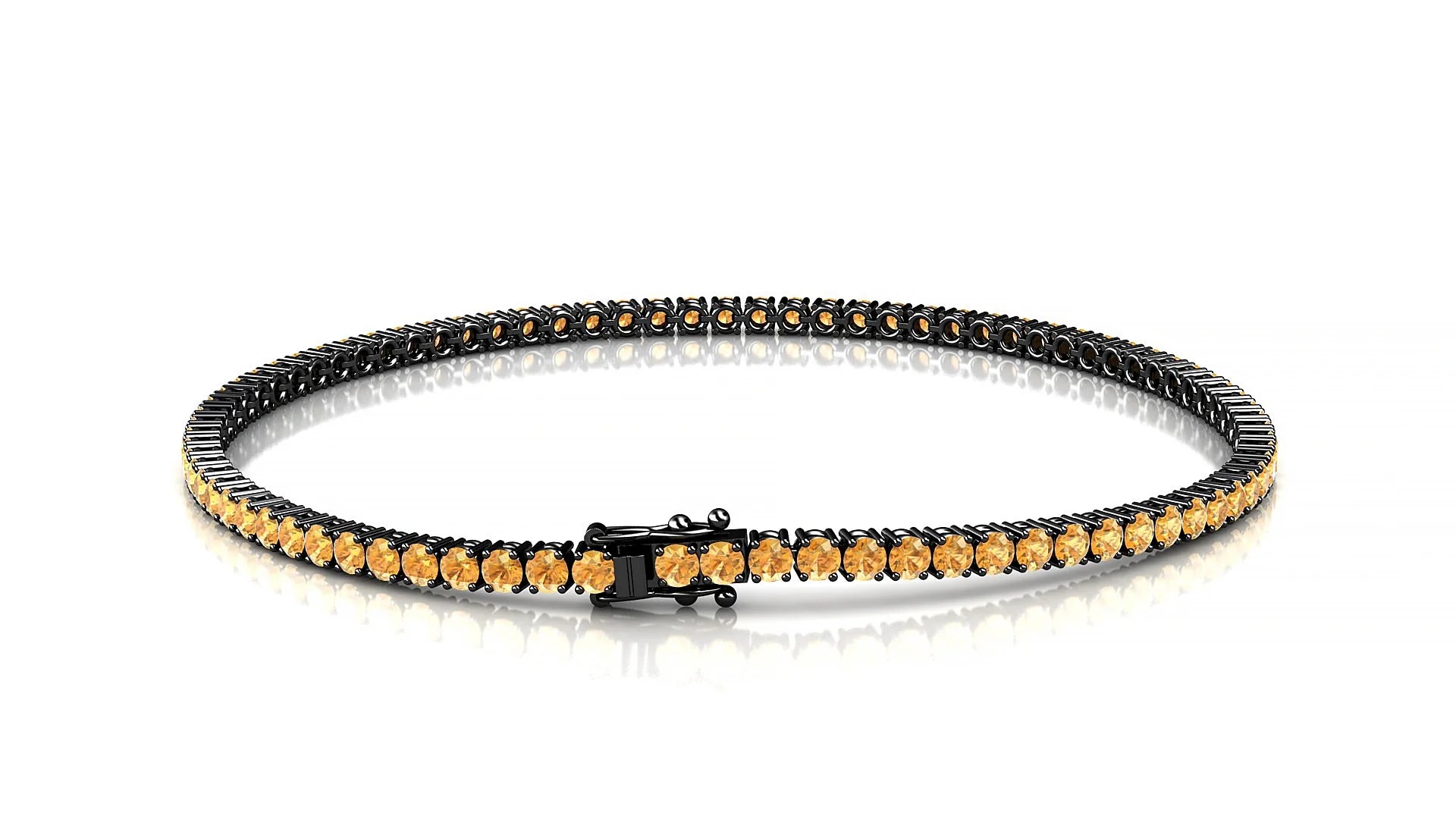 Capri | 18k Black Gold 2 mm Round Natural Citrine Tennis Bracelet