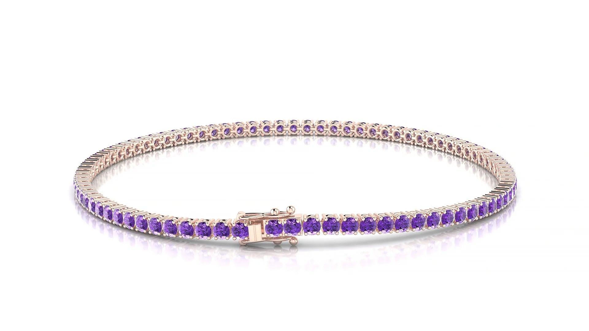 Capri | 18k Rose Gold 2 mm Round Natural Amethyst Tennis Bracelet