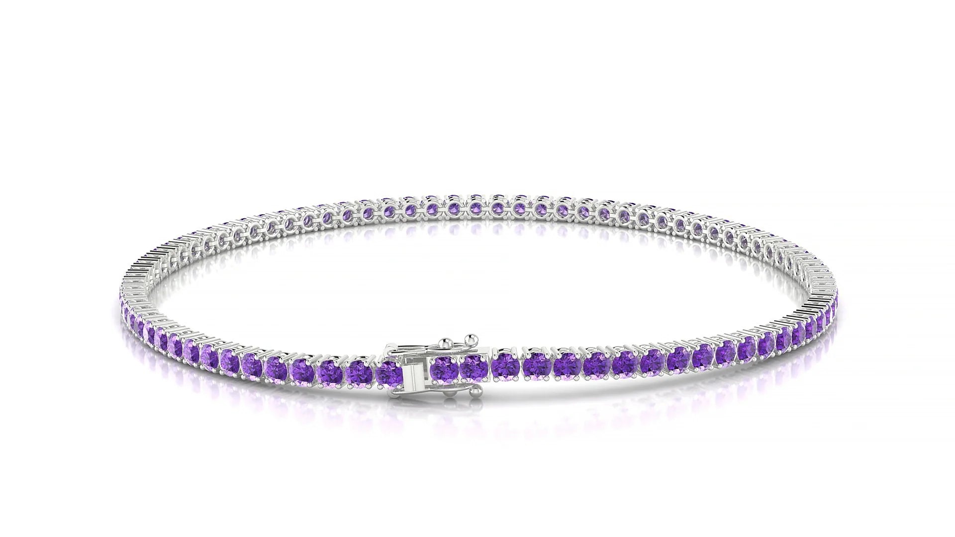 Capri | 18k White Gold 2 mm Round Natural Amethyst Tennis Bracelet