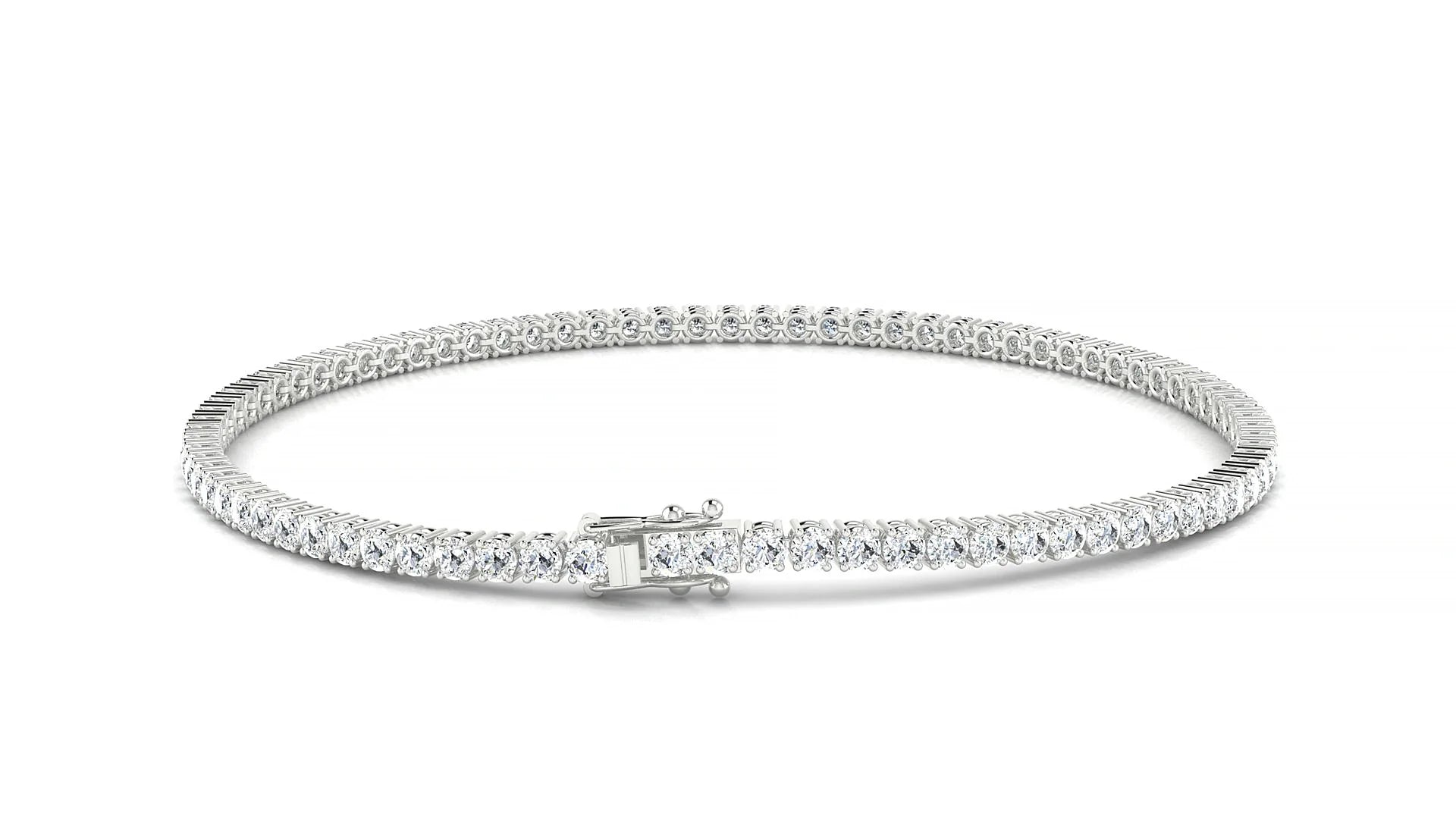 Capri | 18k White Gold 2 mm Round Lab-Grown Diamond 18 cm Tennis Bracelet