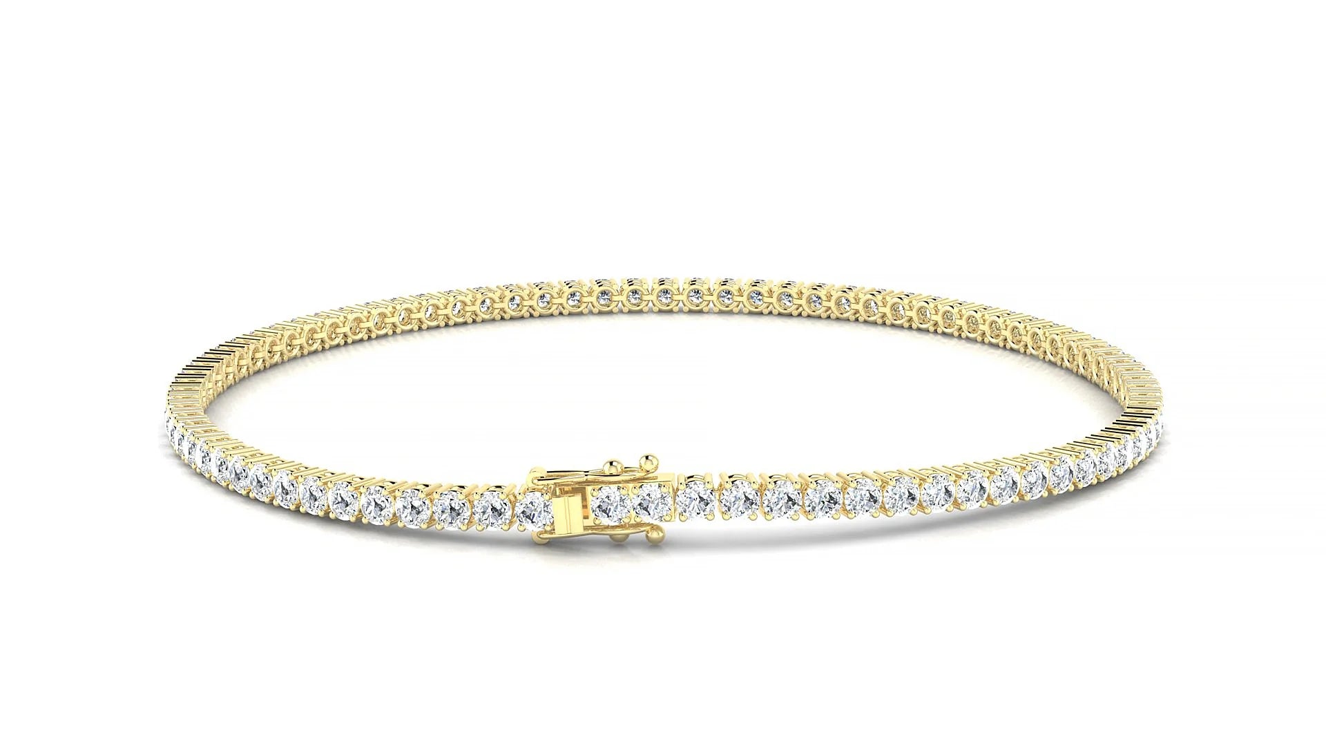 Capri | 18k Yellow Gold 2 mm Round Lab-Grown Diamond 18 cm Tennis Bracelet
