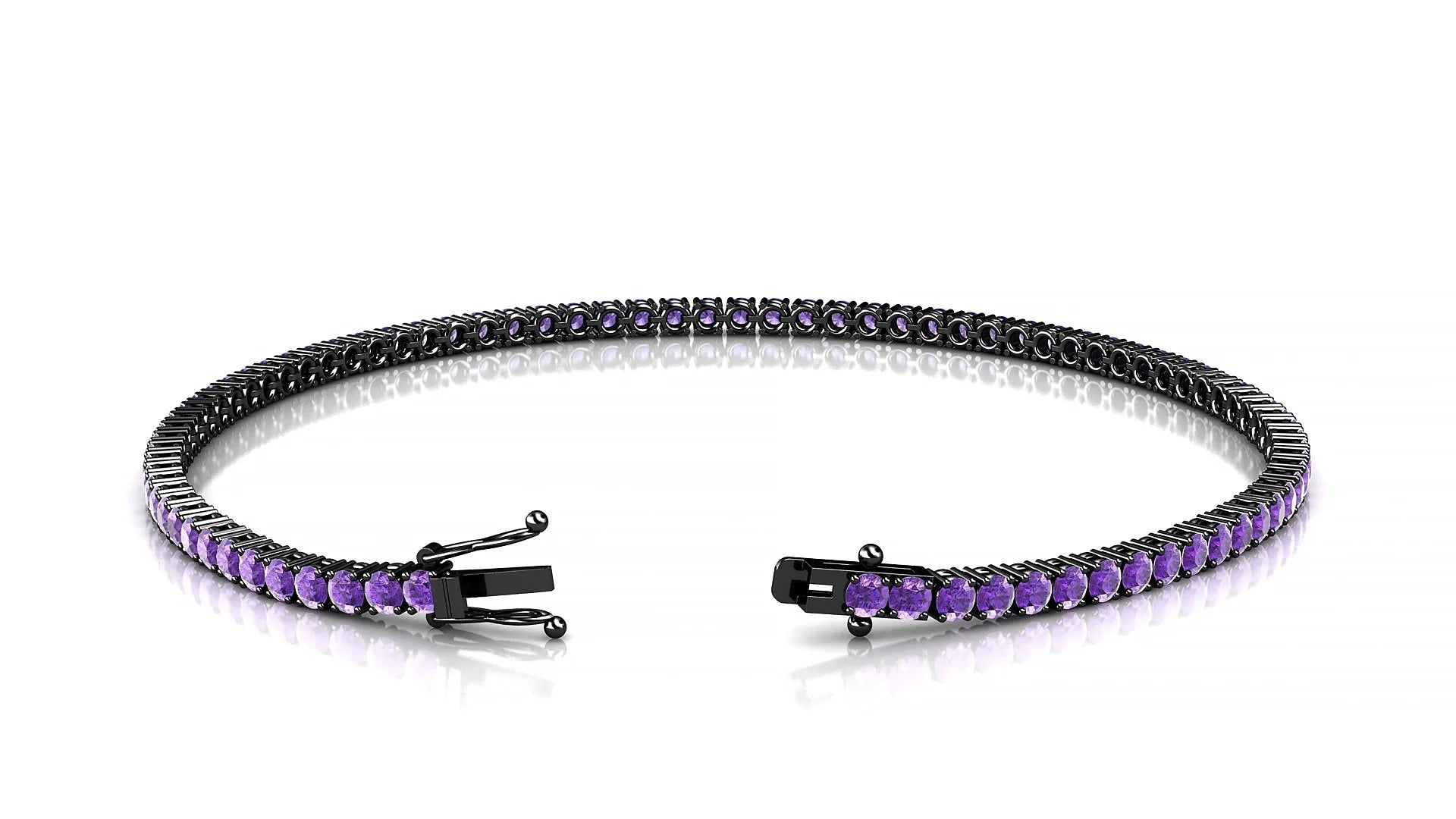 Capri | 18k Black Gold 2 mm Round Natural Amethyst Tennis Bracelet