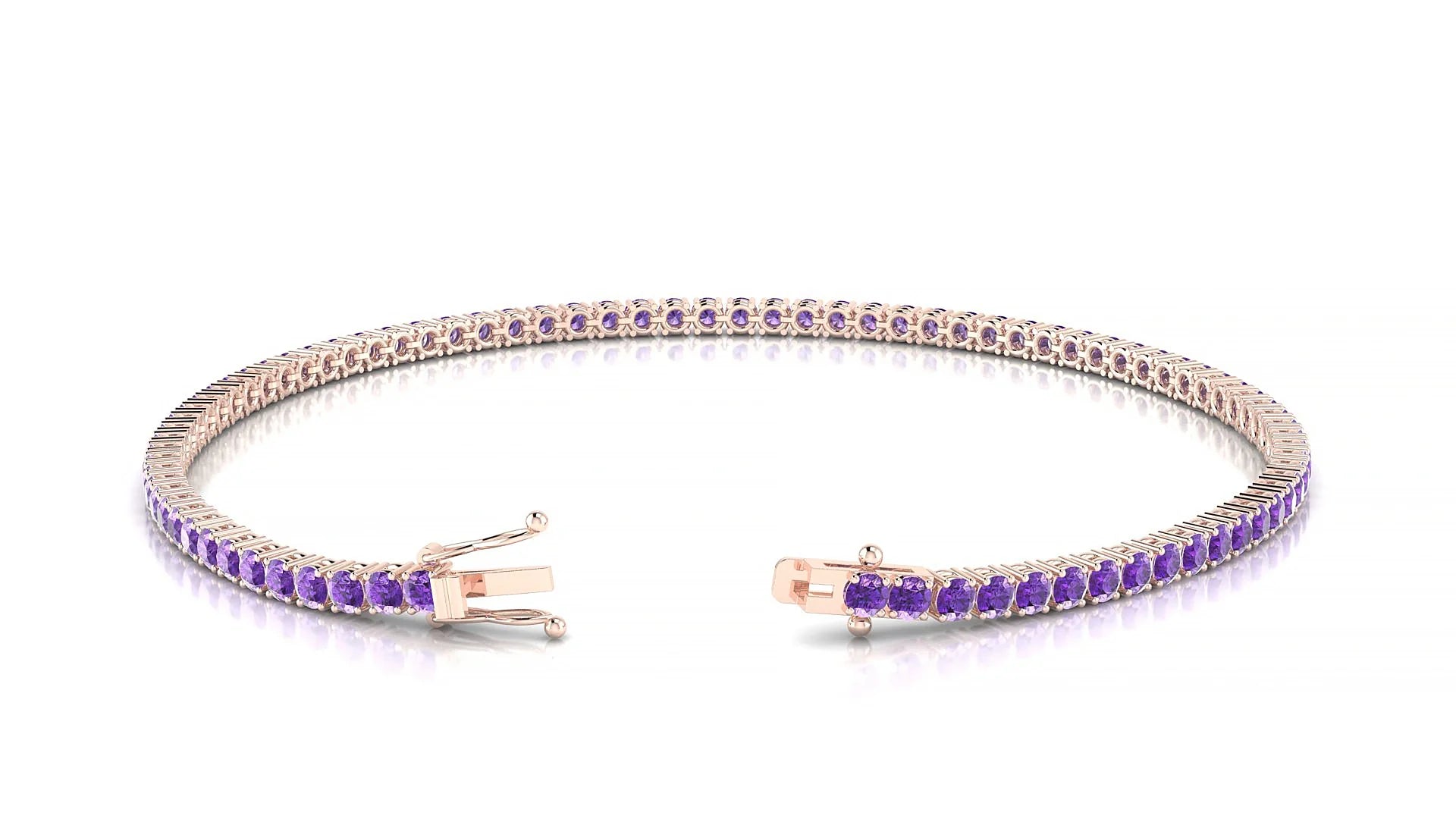 Capri | 18k Rose Gold 2 mm Round Natural Amethyst Tennis Bracelet