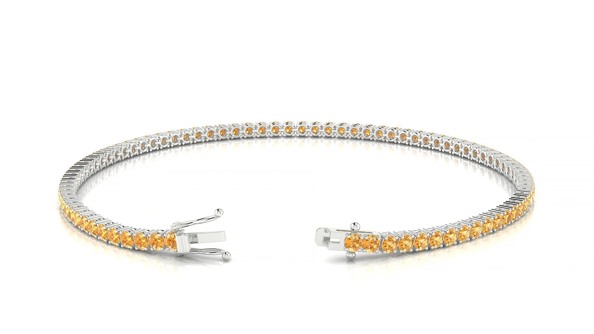 Capri | 18k White Gold 2 mm Round Natural Citrine Tennis Bracelet