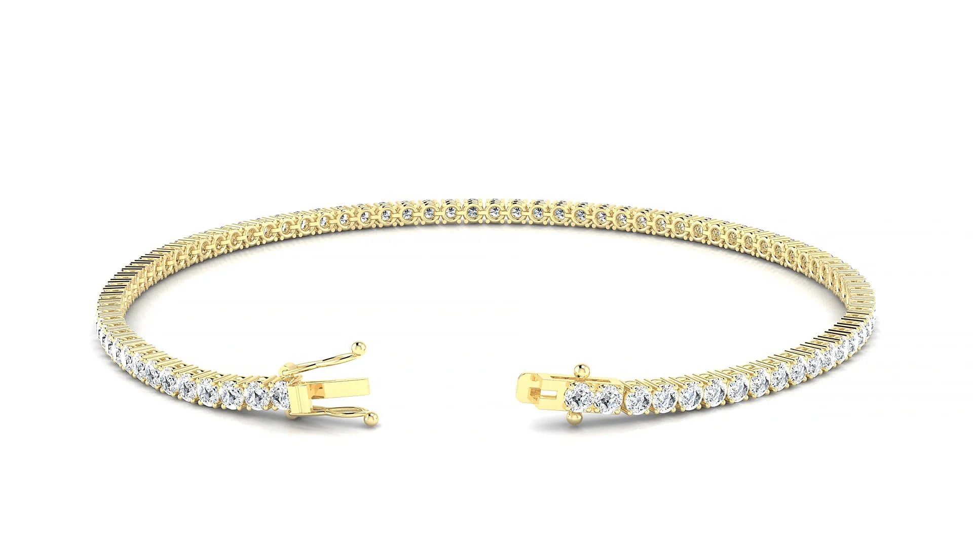 Capri | 18k Yellow Gold 2 mm Round Lab-Grown Diamond 18 cm Tennis Bracelet