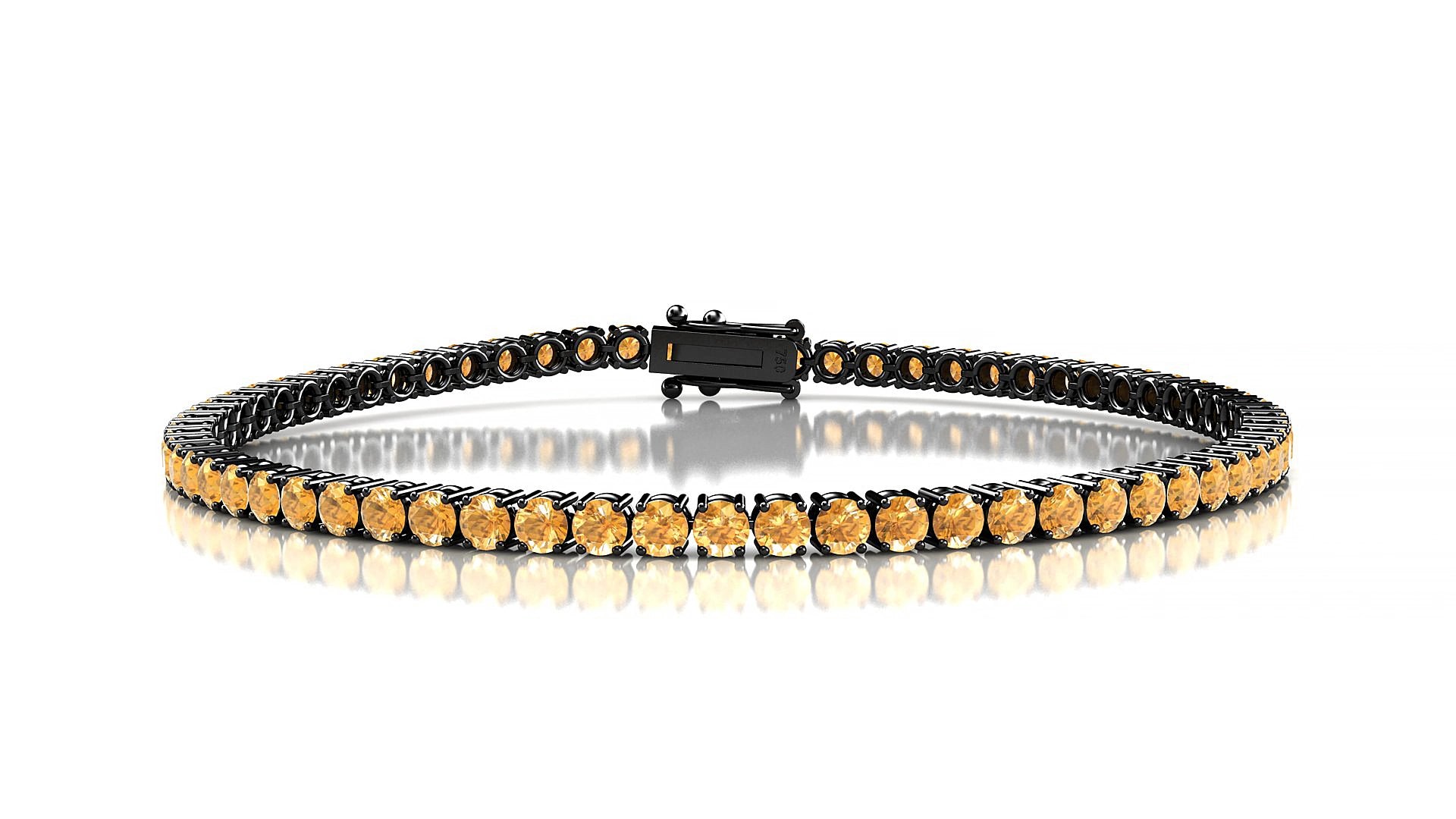 Capri | 18k Black Gold 2.5 mm Round Natural Citrine 18 cm Tennis Bracelet