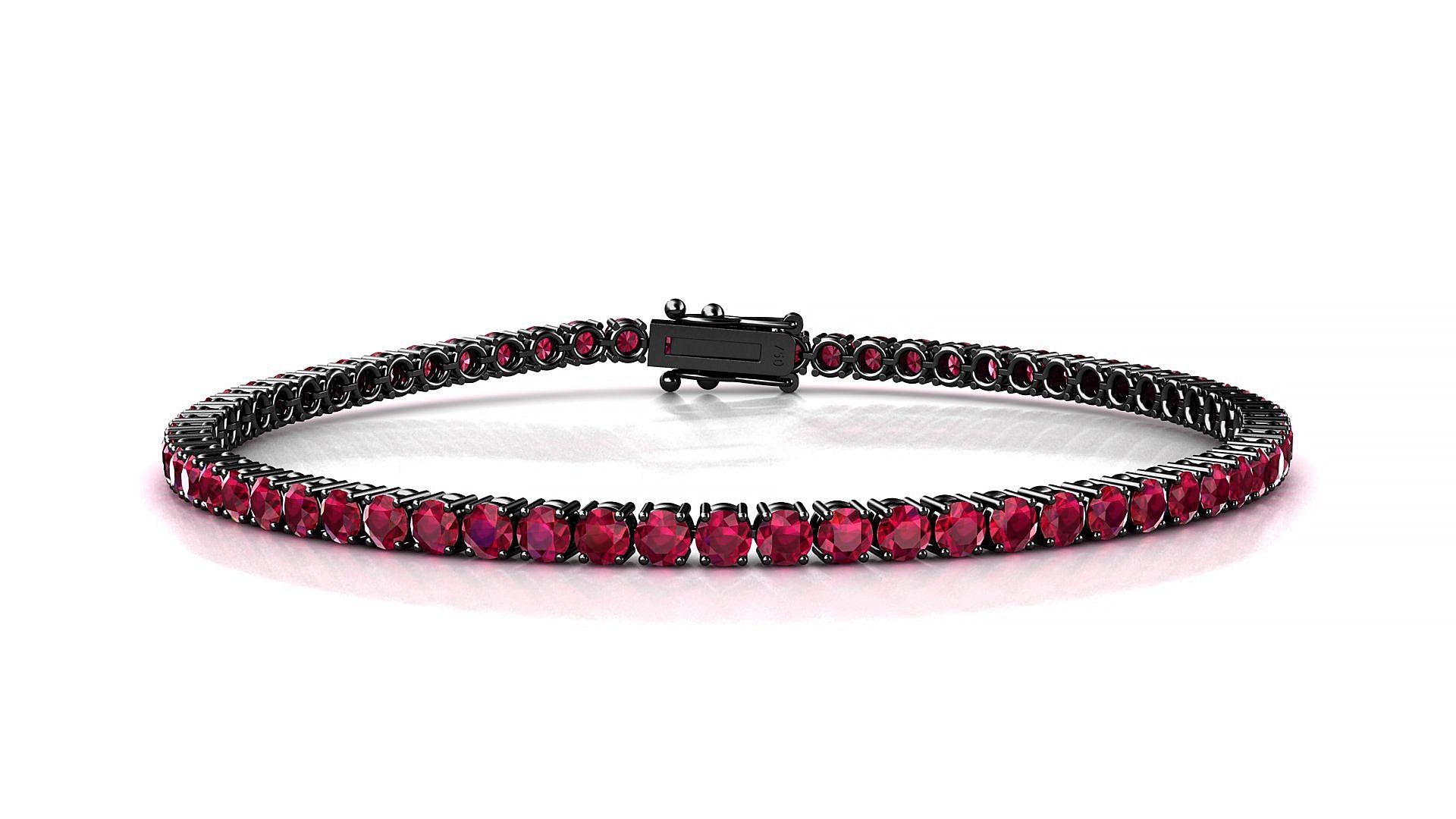 Capri | 18k Black Gold 2.5 mm Round Natural Ruby Tennis Bracelet