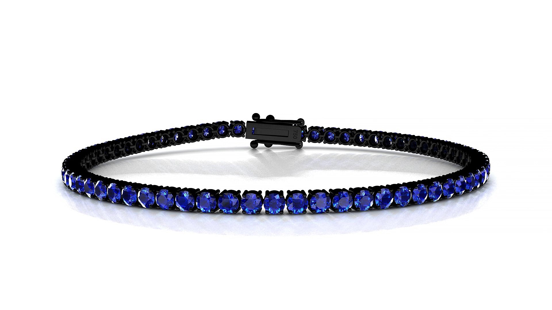 Capri | 18k Black Gold 2.5 mm Round Natural Sapphire 19 cm Tennis Bracelet