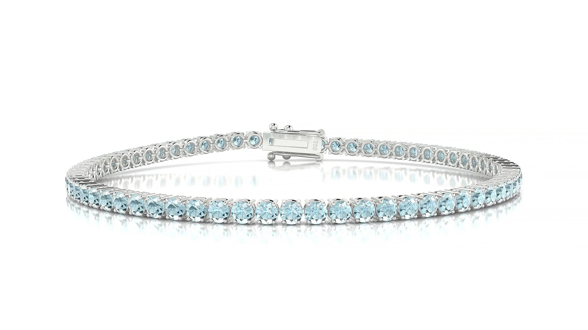 Capri | 18k White Gold 2.5 mm Round Natural Aquamarine Tennis Bracelet