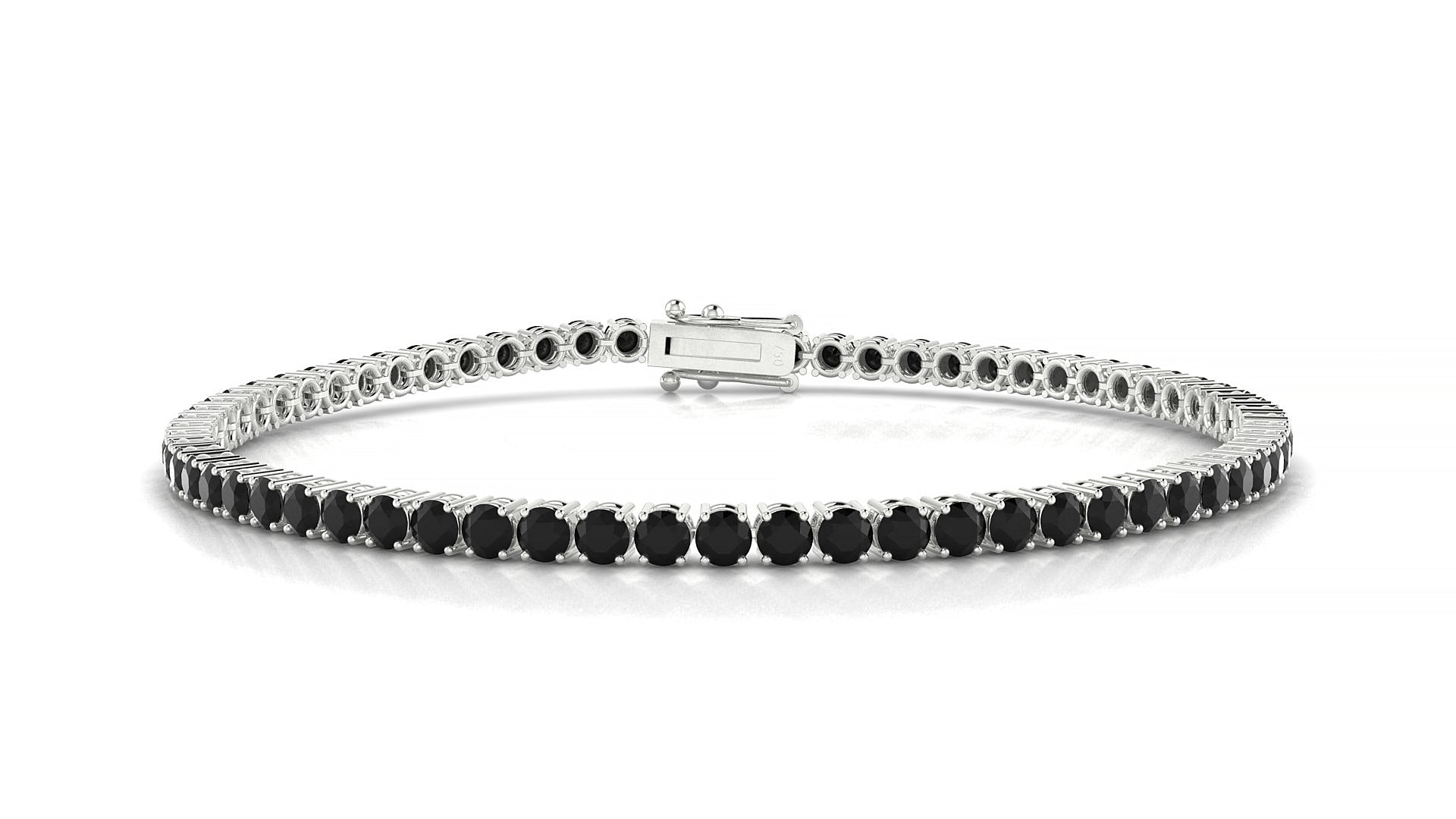 Capri | 18k White Gold 2.5 mm Round Natural Black Diamond Tennis Bracelet