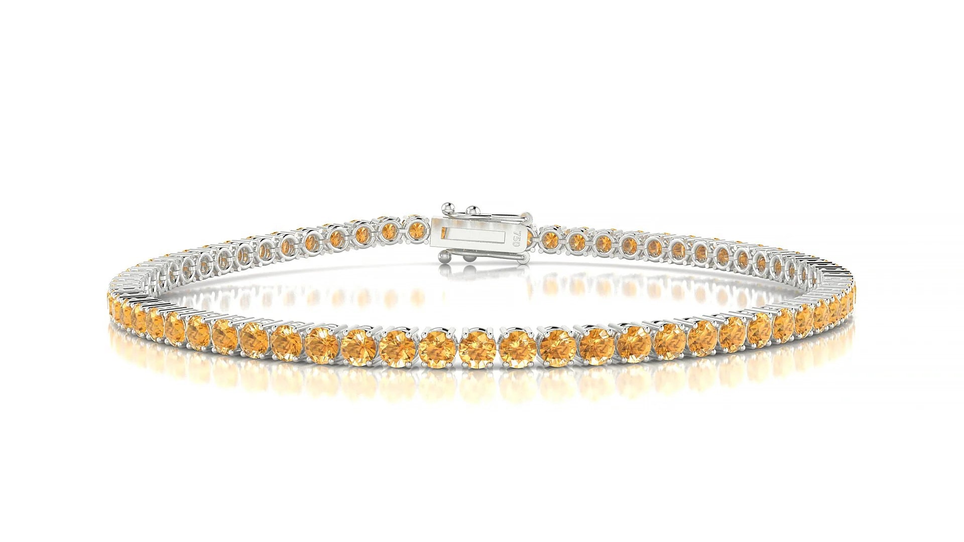 Capri | 18k White Gold 2.5 mm Round Natural Citrine Tennis Bracelet