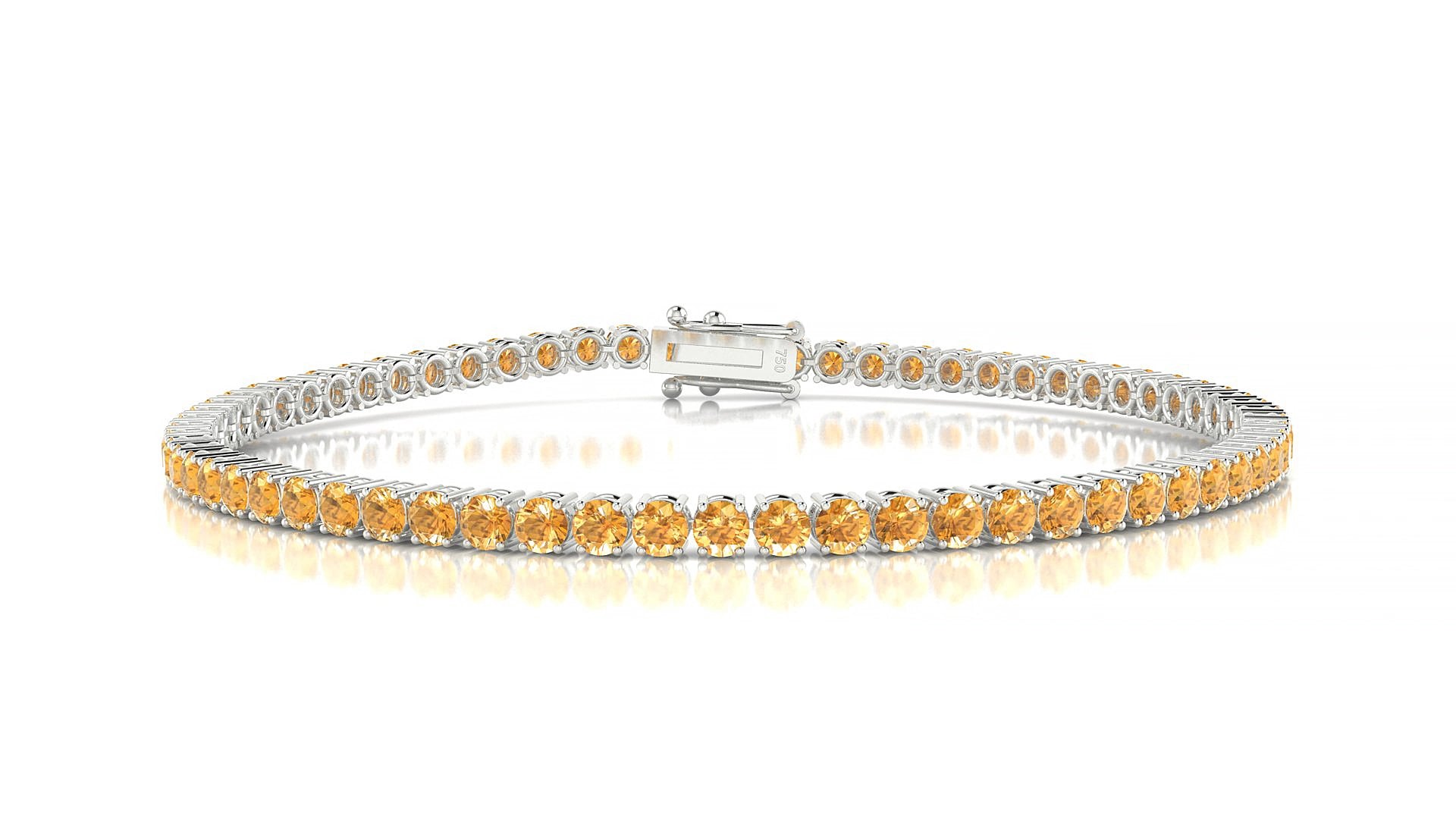 Capri | 18k White Gold 2.5 mm Round Natural Citrine 18 cm Tennis Bracelet