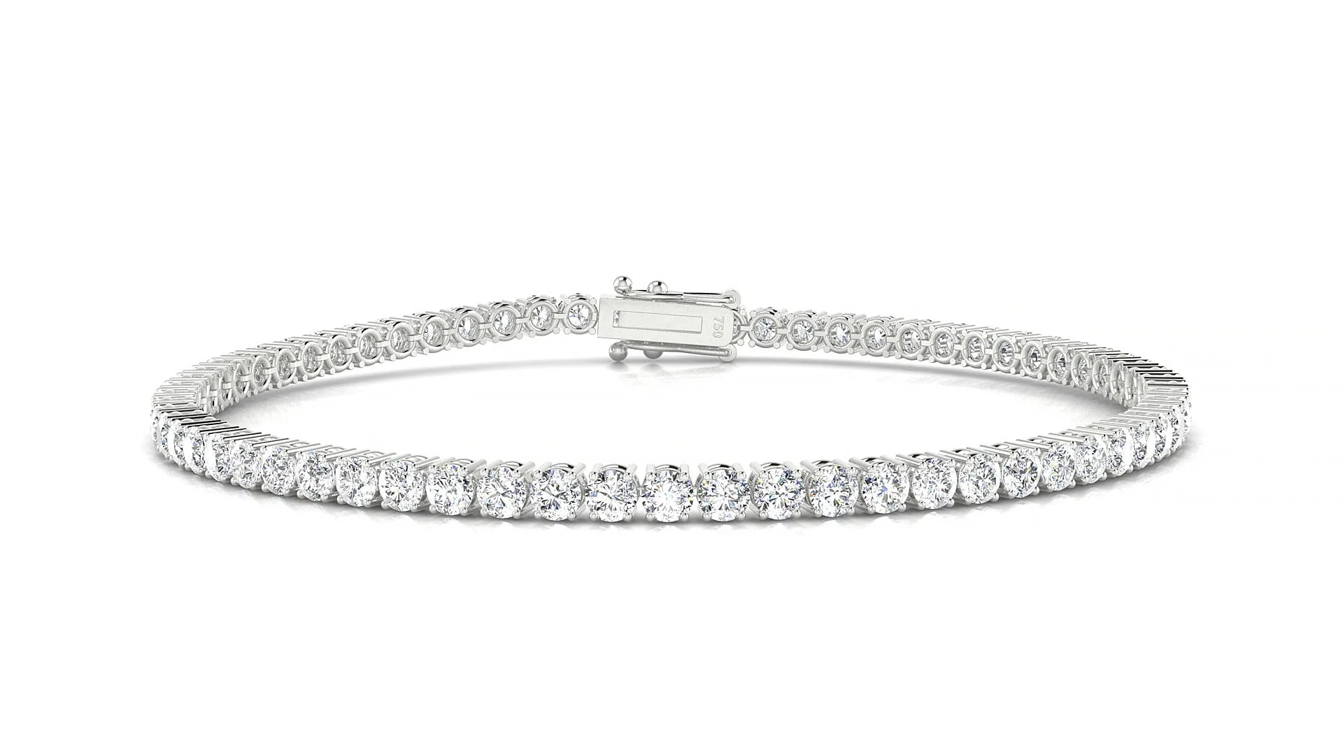 Capri | 18k White Gold 2.5 mm Round Lab-Grown Diamond 18 cm Tennis Bracelet