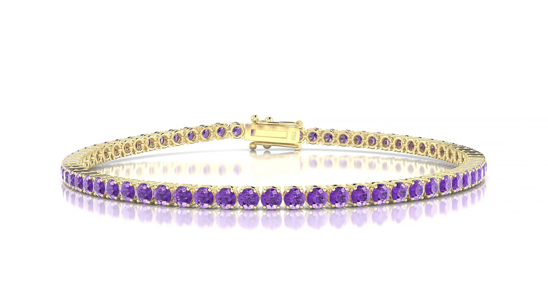 Capri | 18k Yellow Gold 2.5 mm Round Natural Amethyst Tennis Bracelet