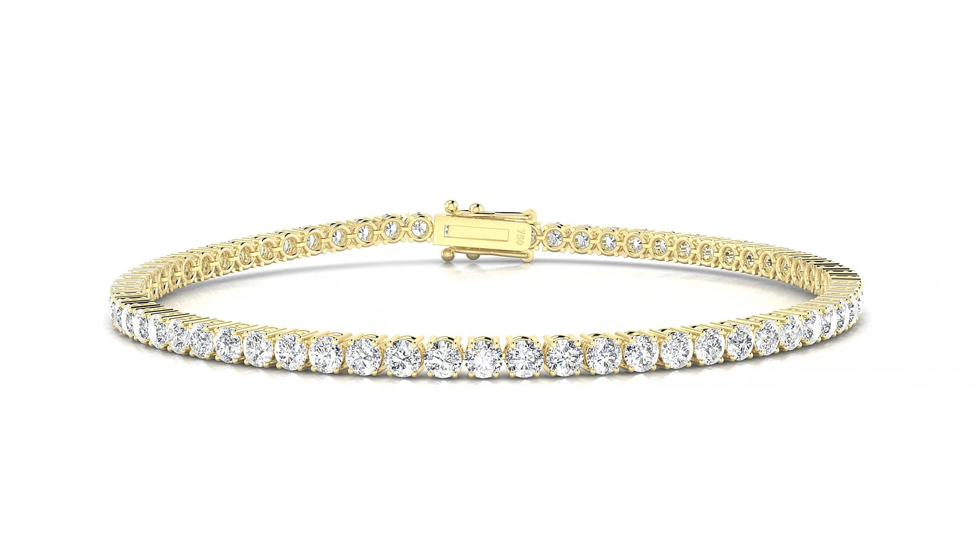 Capri | 18k Yellow Gold 2.5 mm Round Lab-Grown Diamond 18 cm Tennis Bracelet