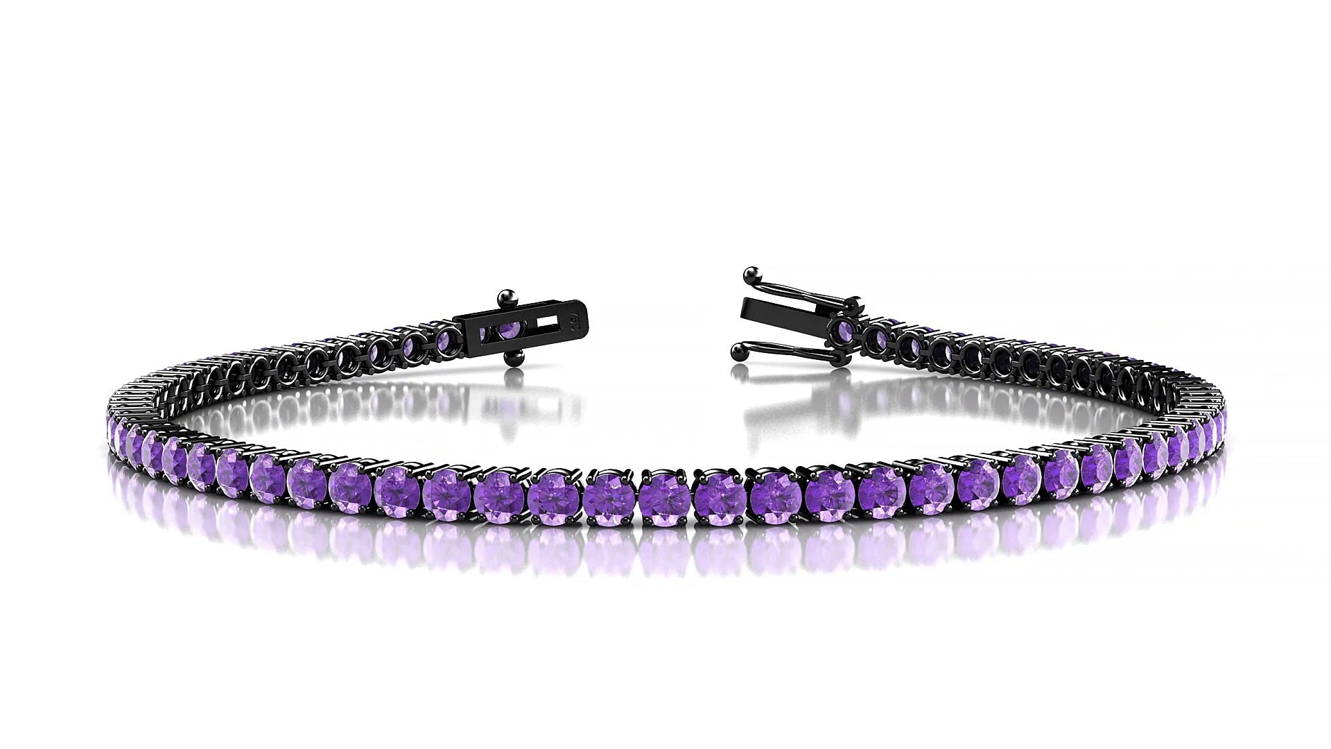 Capri | 18k Black Gold 2.5 mm Round Natural Amethyst Tennis Bracelet