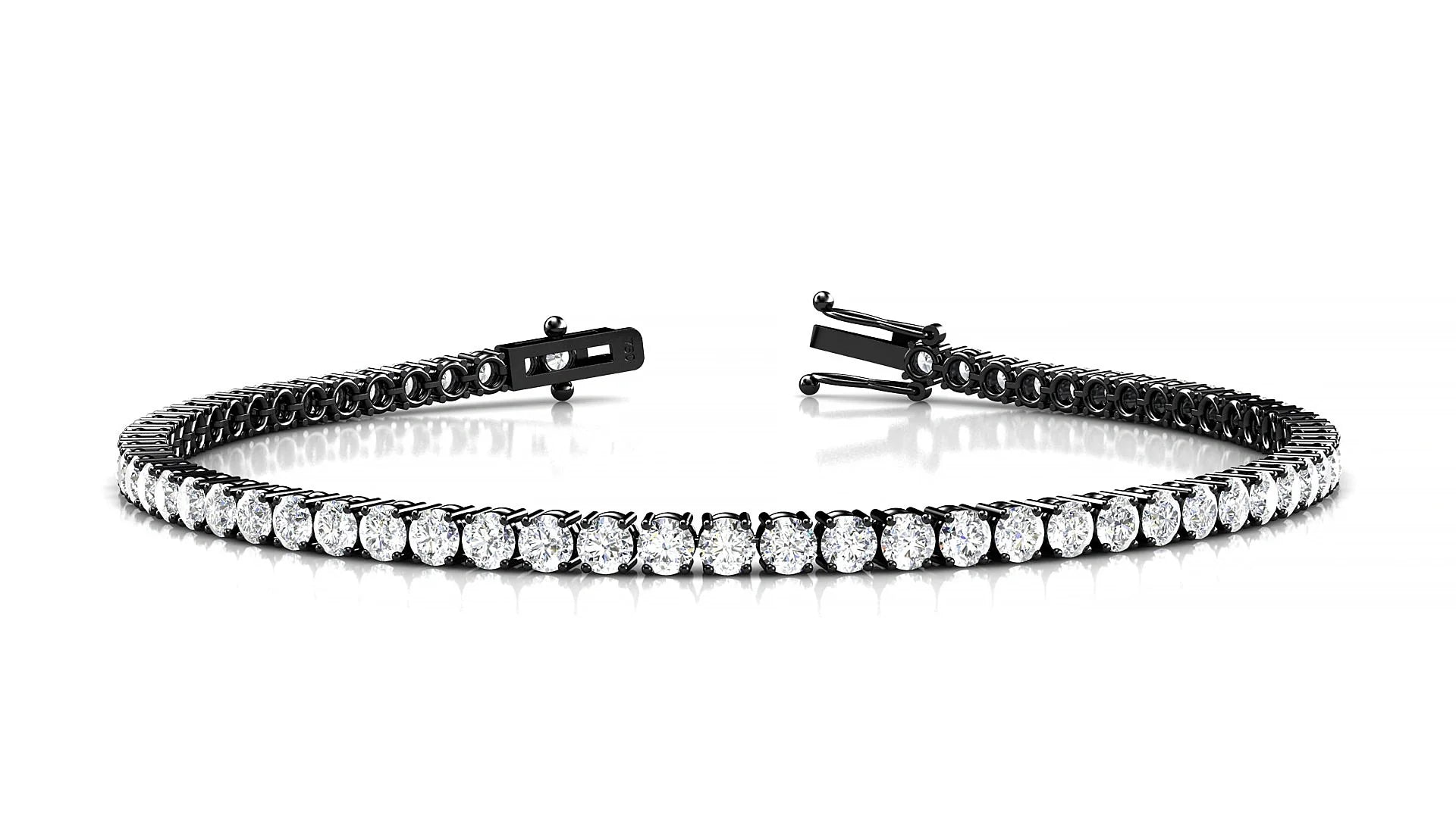 Capri | 18k Black Gold 2.5 mm Round Lab-Grown Diamond 18 cm Tennis Bracelet