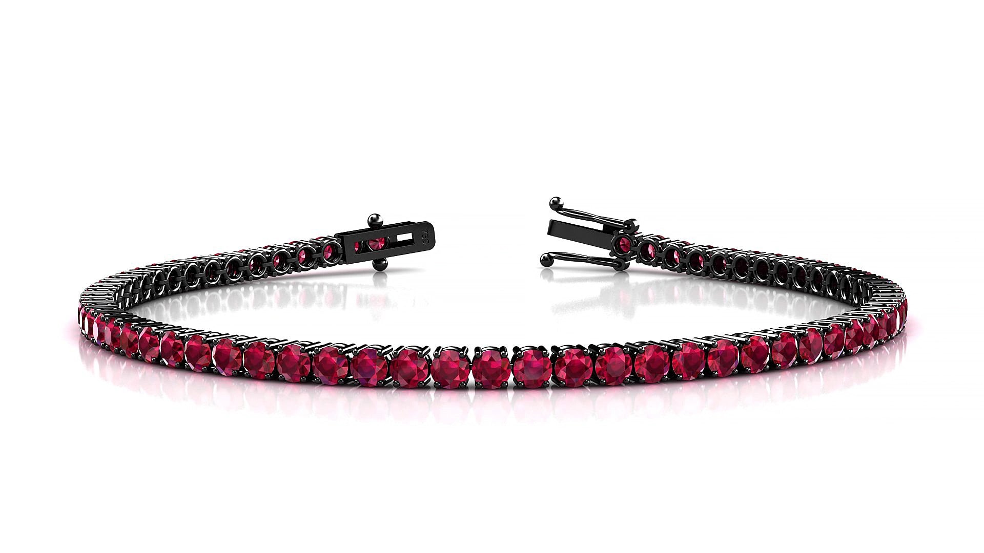 Capri | 18k Black Gold 2.5 mm Round Natural Ruby 15 cm Tennis Bracelet