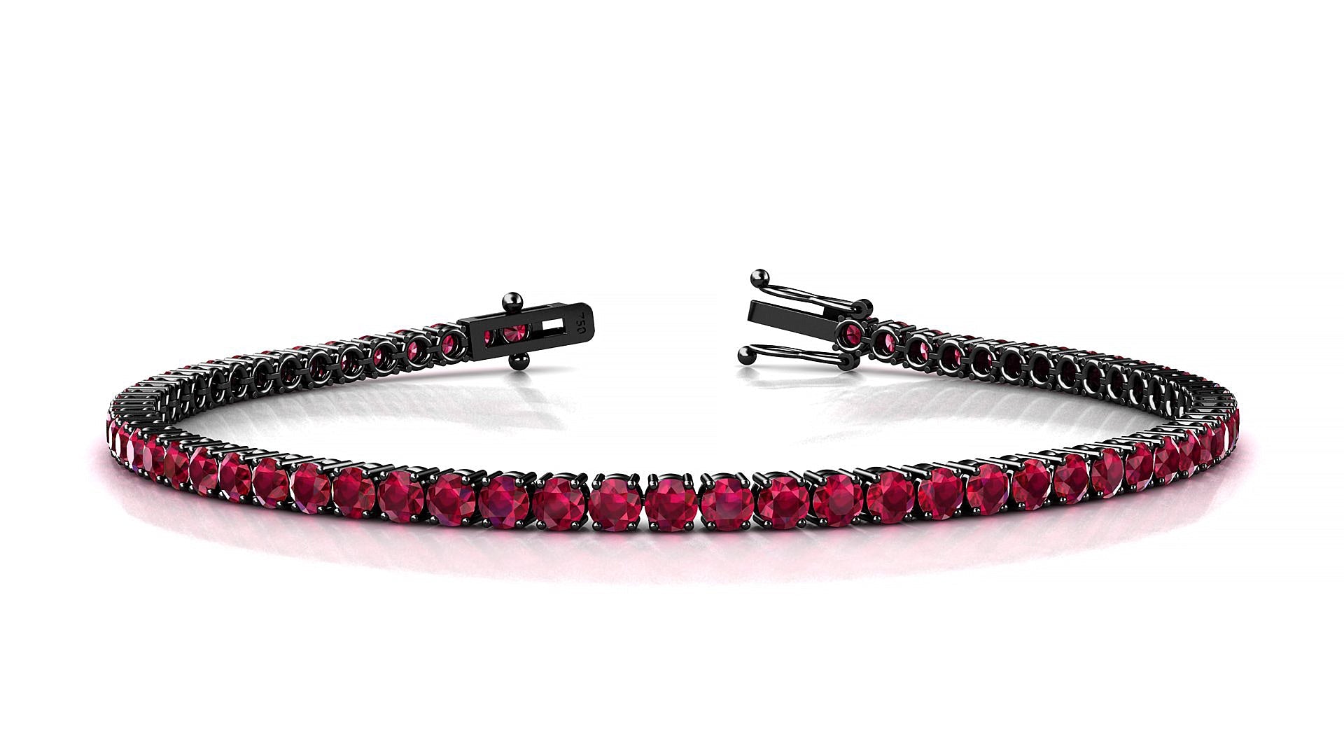 Capri | 18k Black Gold 2.5 mm Round Natural Ruby Tennis Bracelet