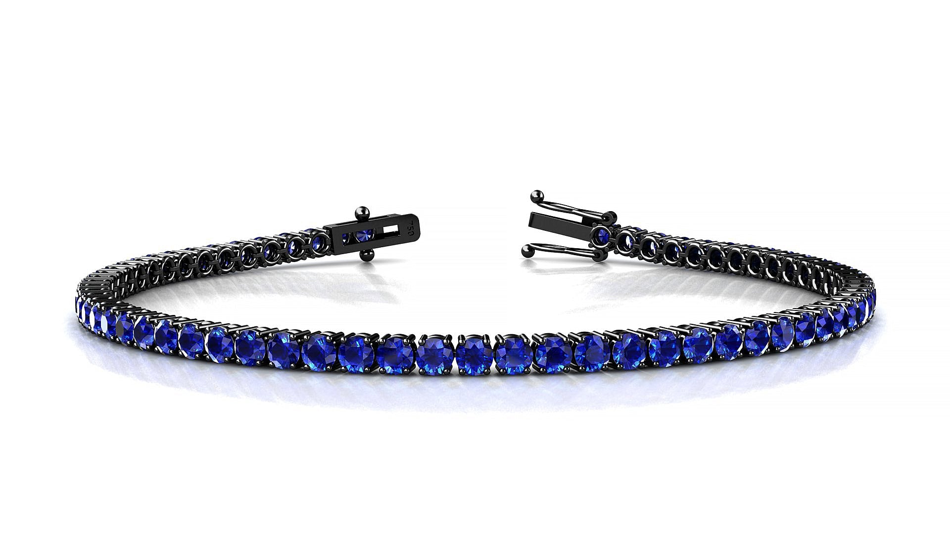 Capri | 18k Black Gold 2.5 mm Round Natural Sapphire Tennis Bracelet