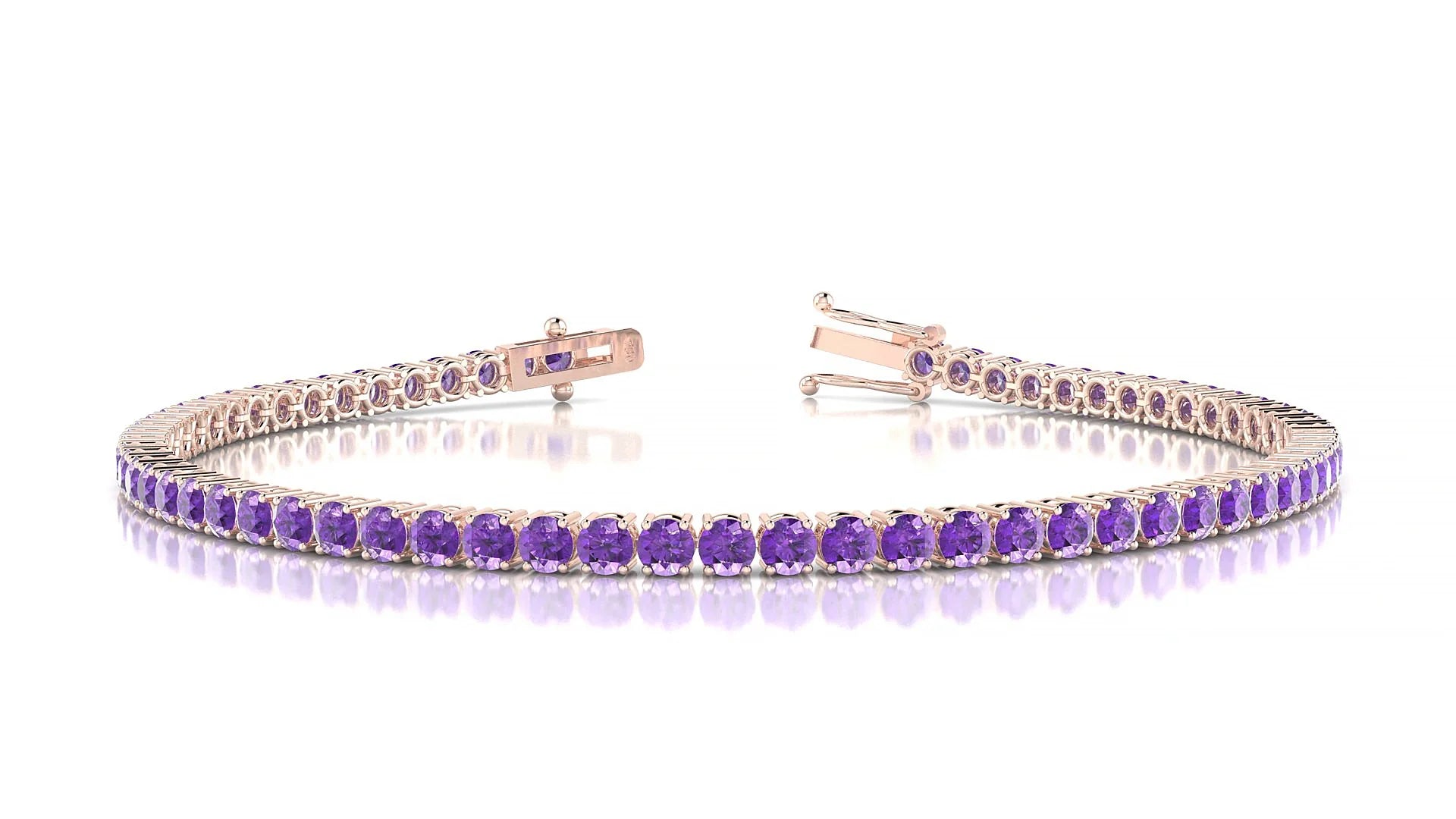 Capri | 18k Rose Gold 2.5 mm Round Natural Amethyst Tennis Bracelet