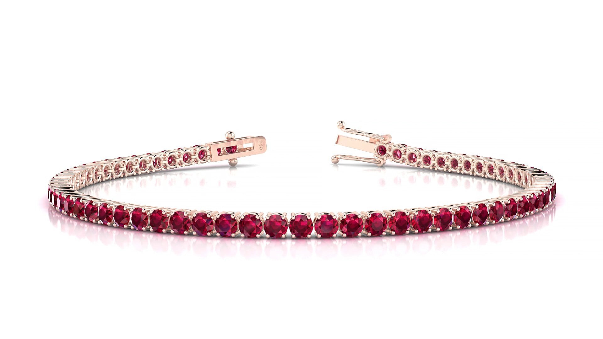 Capri | 18k Rose Gold 2.5 mm Round Natural Ruby 15 cm Tennis Bracelet