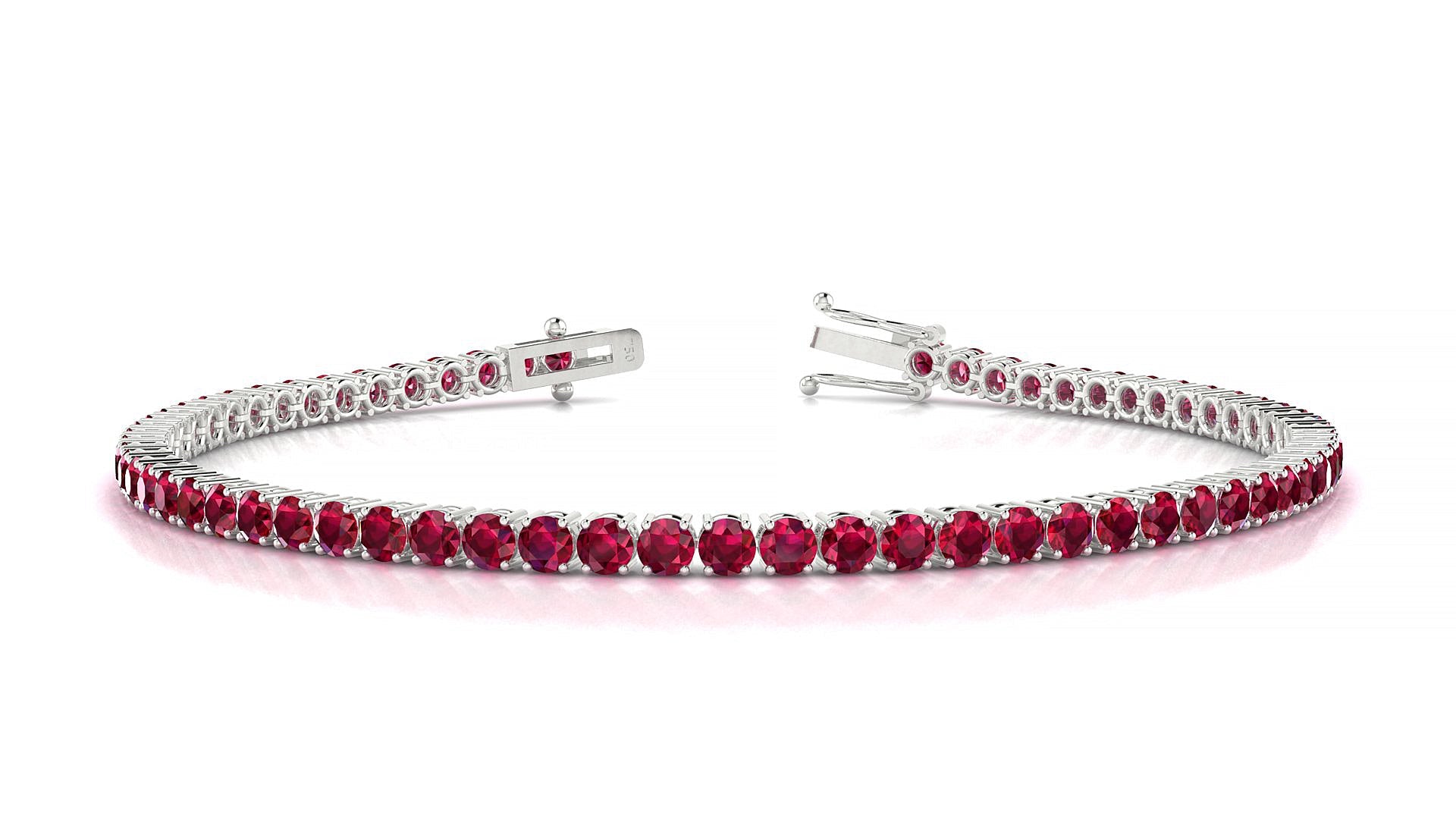 Capri | 18k White Gold 2.5 mm Round Natural Ruby Tennis Bracelet