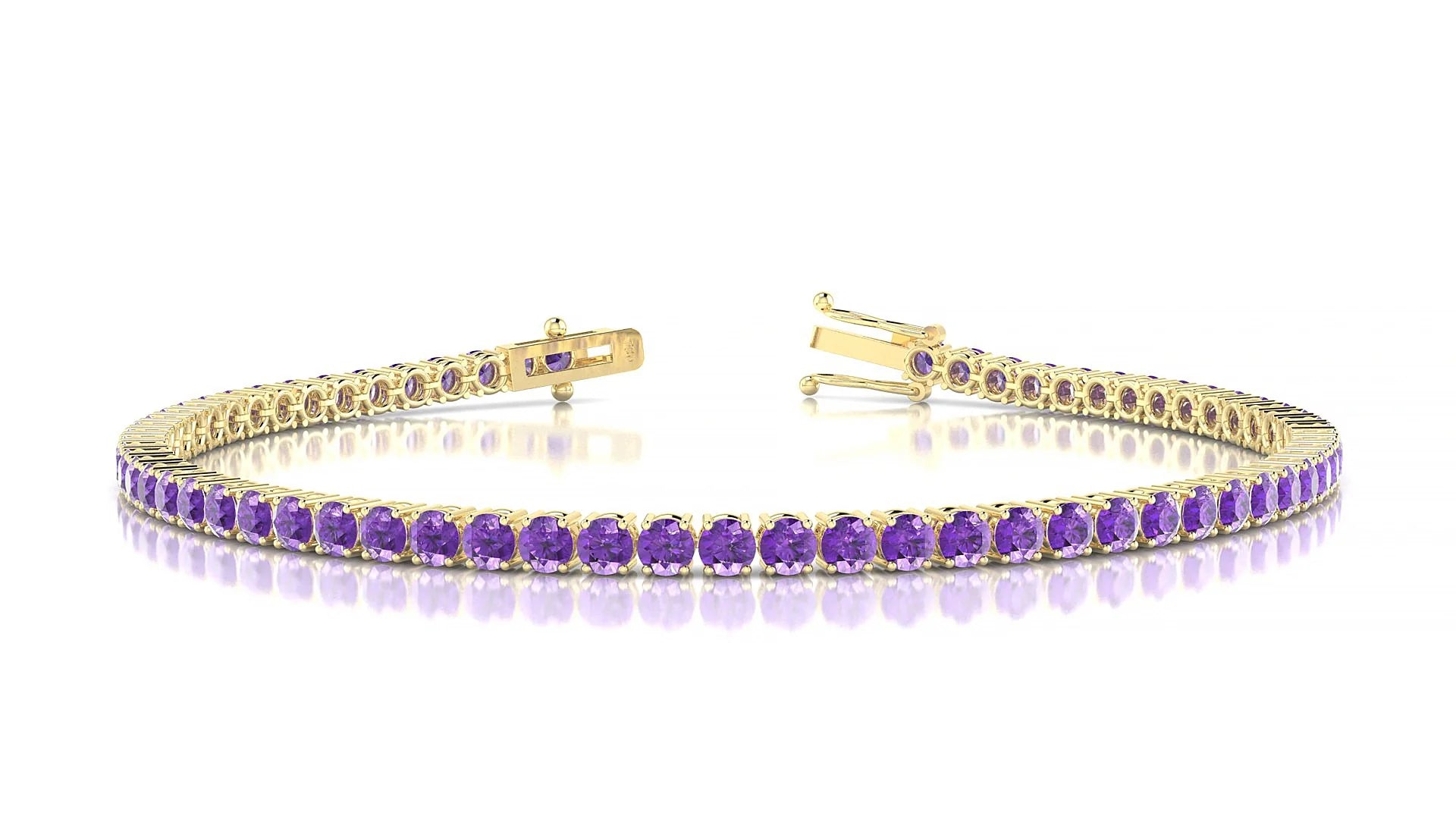 Capri | 18k Yellow Gold 2.5 mm Round Natural Amethyst Tennis Bracelet