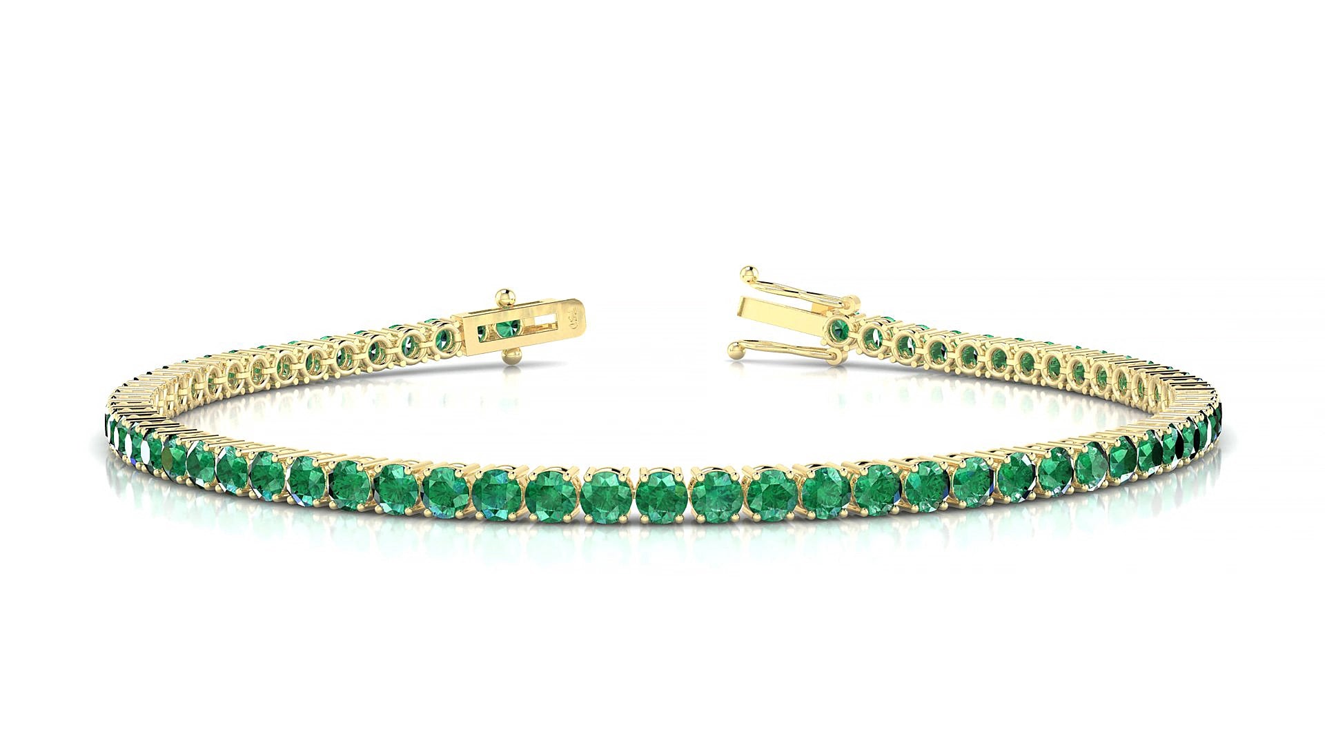 Capri | 18k Yellow Gold 2.5 mm Round Natural Emerald 18 cm Tennis Bracelet