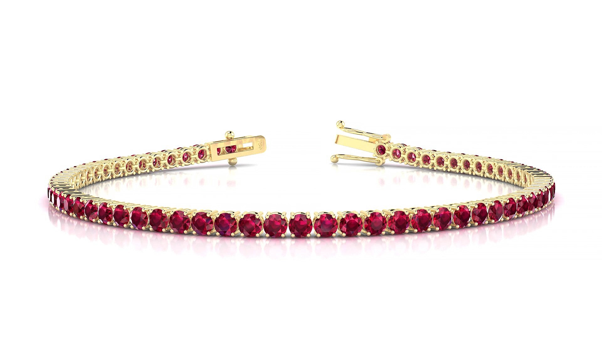 Capri | 18k Yellow Gold 2.5 mm Round Natural Ruby 15 cm Tennis Bracelet