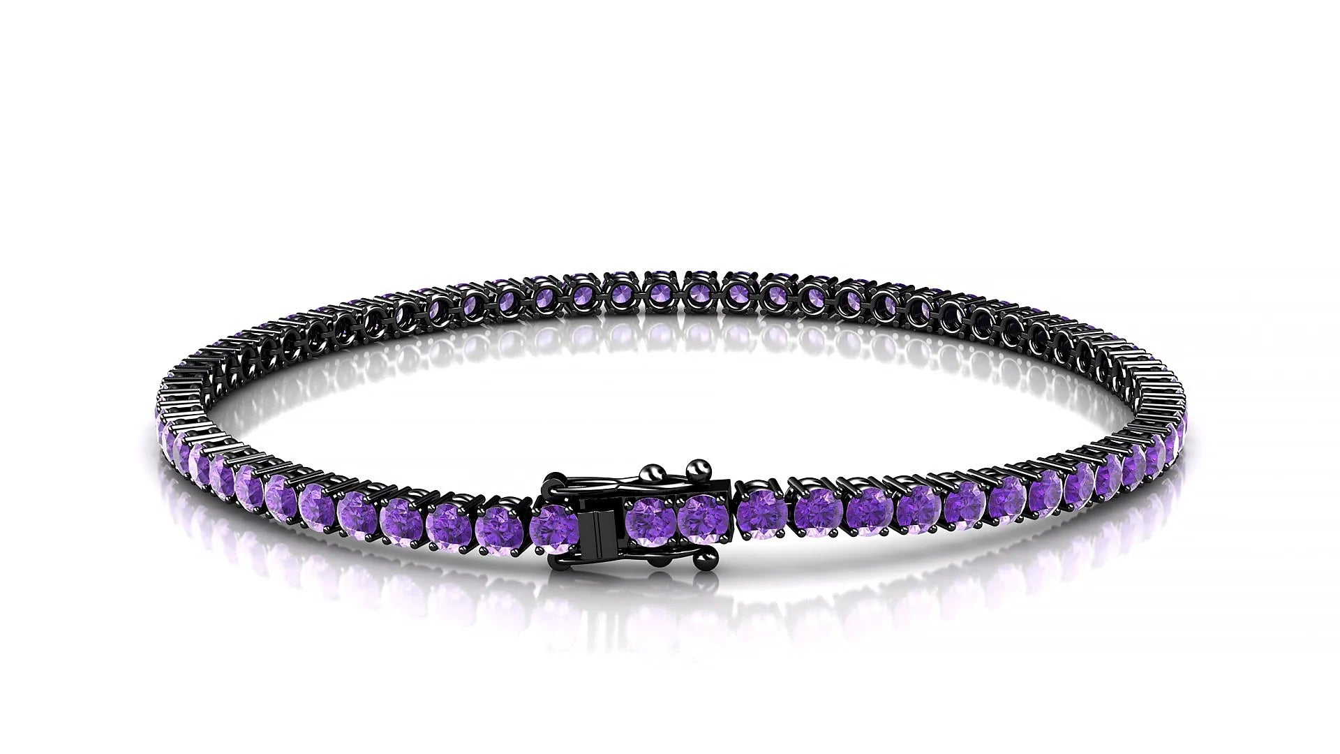 Capri | 18k Black Gold 2.5 mm Round Natural Amethyst Tennis Bracelet