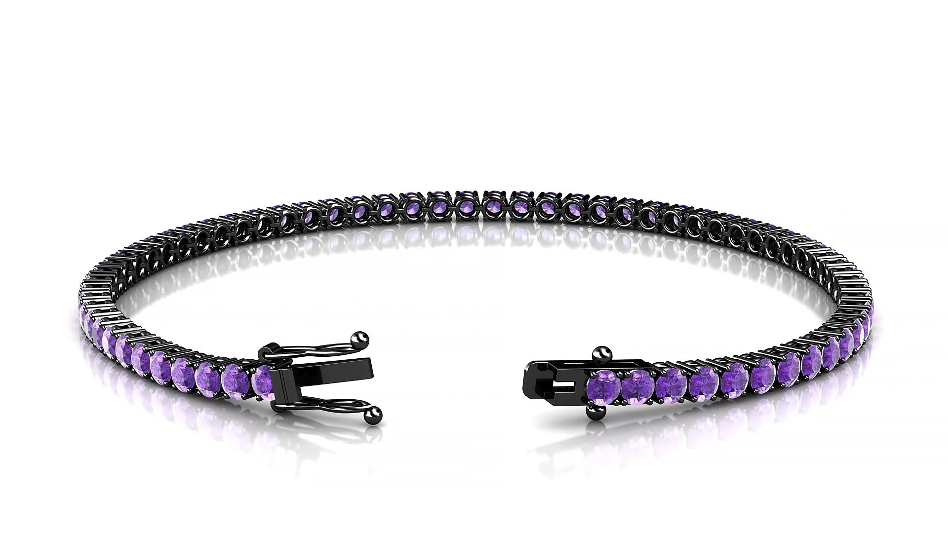Capri | 18k Black Gold 2.5 mm Round Natural Amethyst Tennis Bracelet