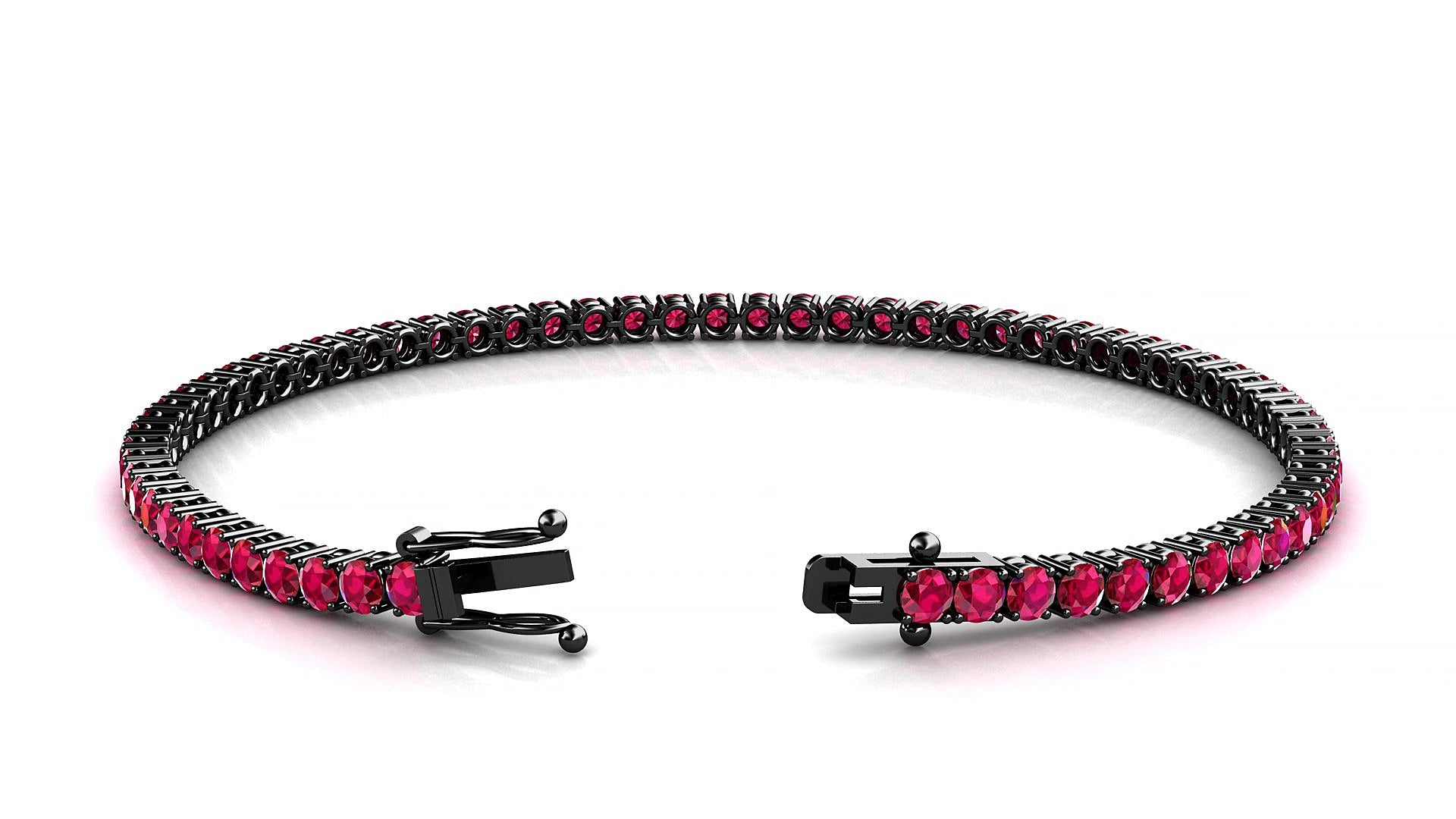 Capri | 18k Black Gold 2.5 mm Round Natural Ruby 15 cm Tennis Bracelet