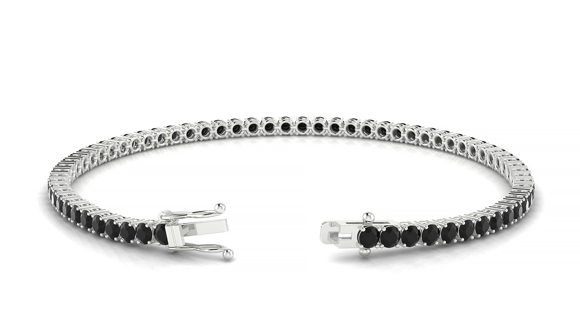 Capri | 18k White Gold 2.5 mm Round Natural Black Diamond Tennis Bracelet