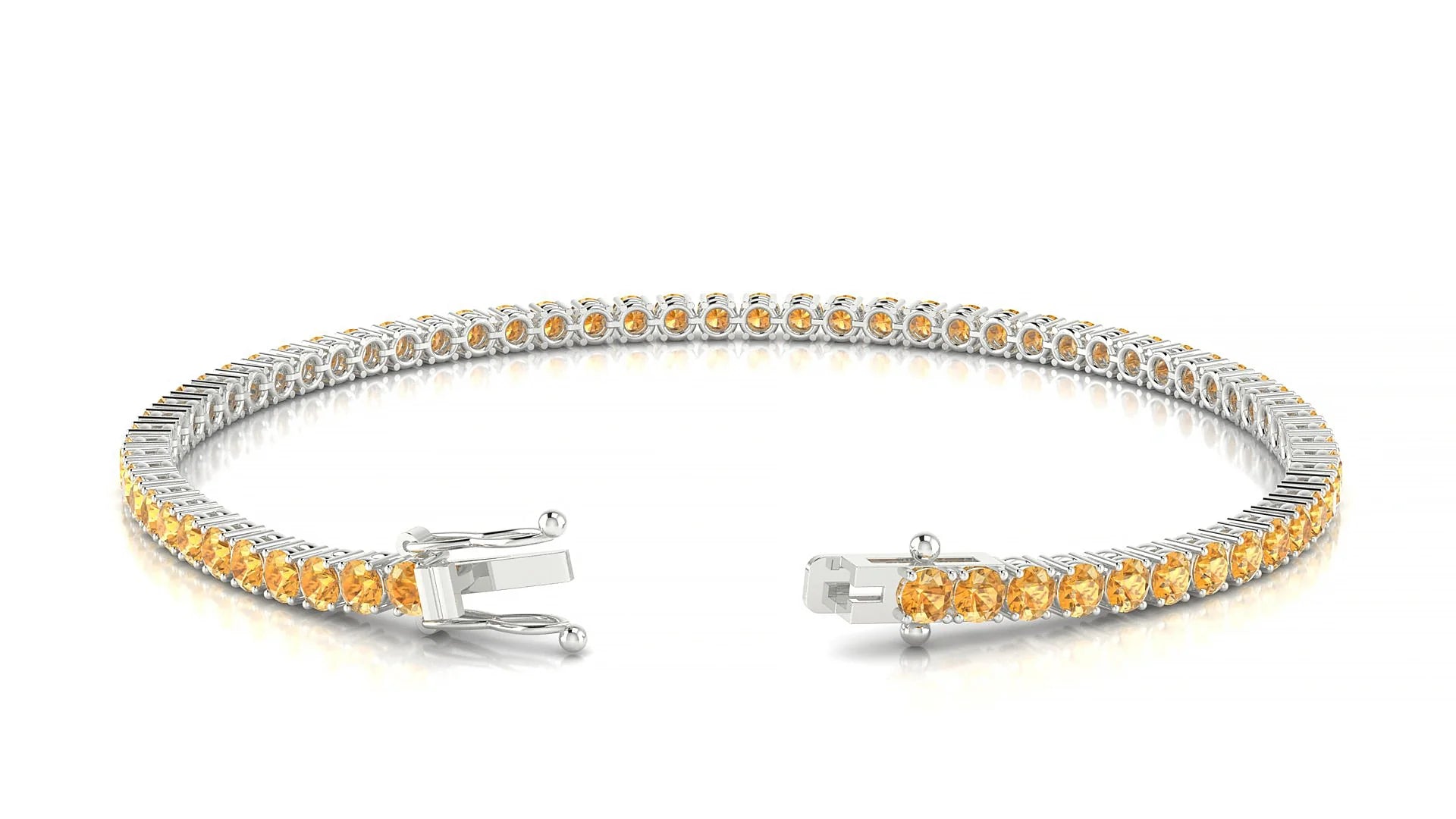 Capri | 18k White Gold 2.5 mm Round Natural Citrine Tennis Bracelet